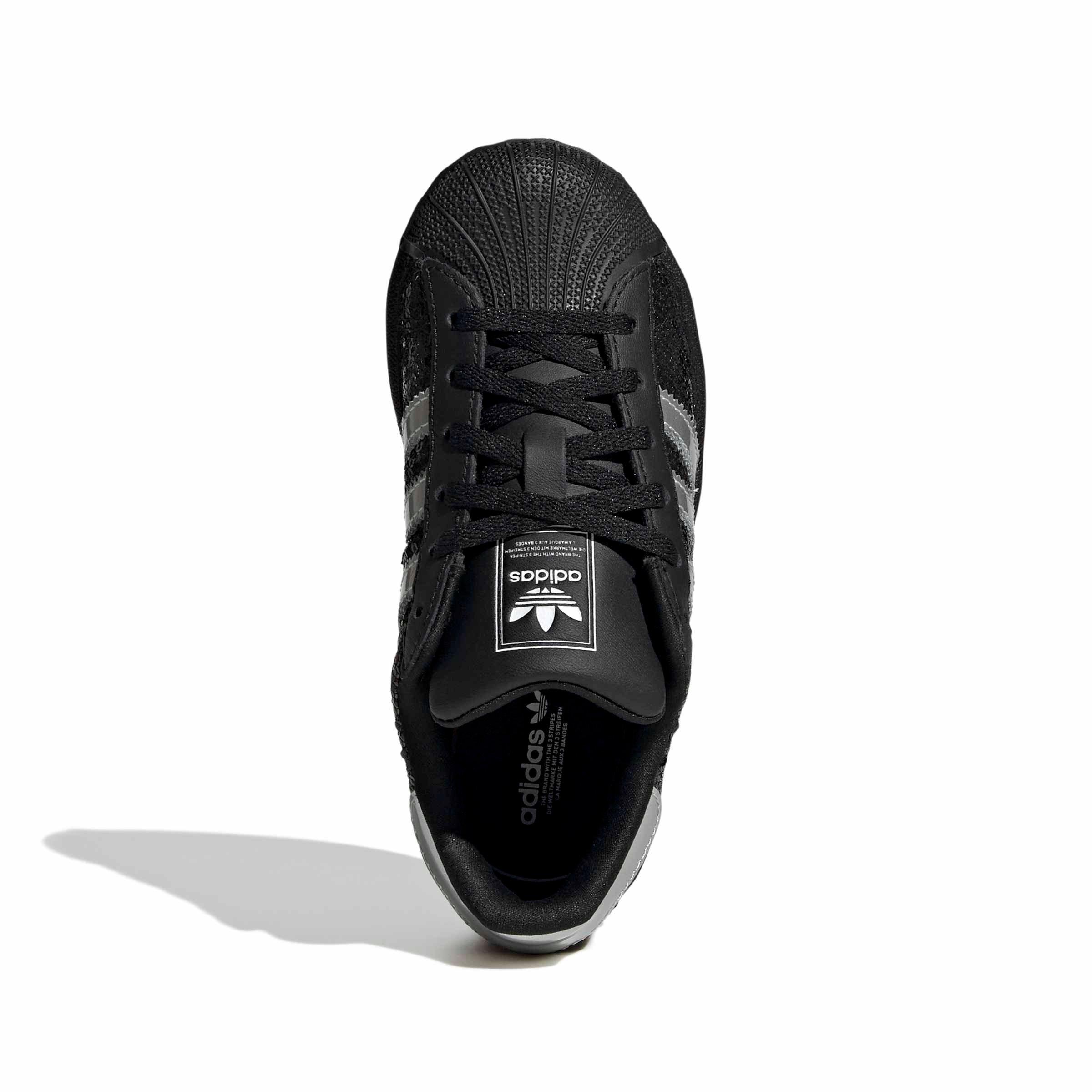adidas Originals Superstar II "Core Black/Silver Metallic/Ftwr White" Preschool Girls' Shoe - BLACK/SILVER/WHITE