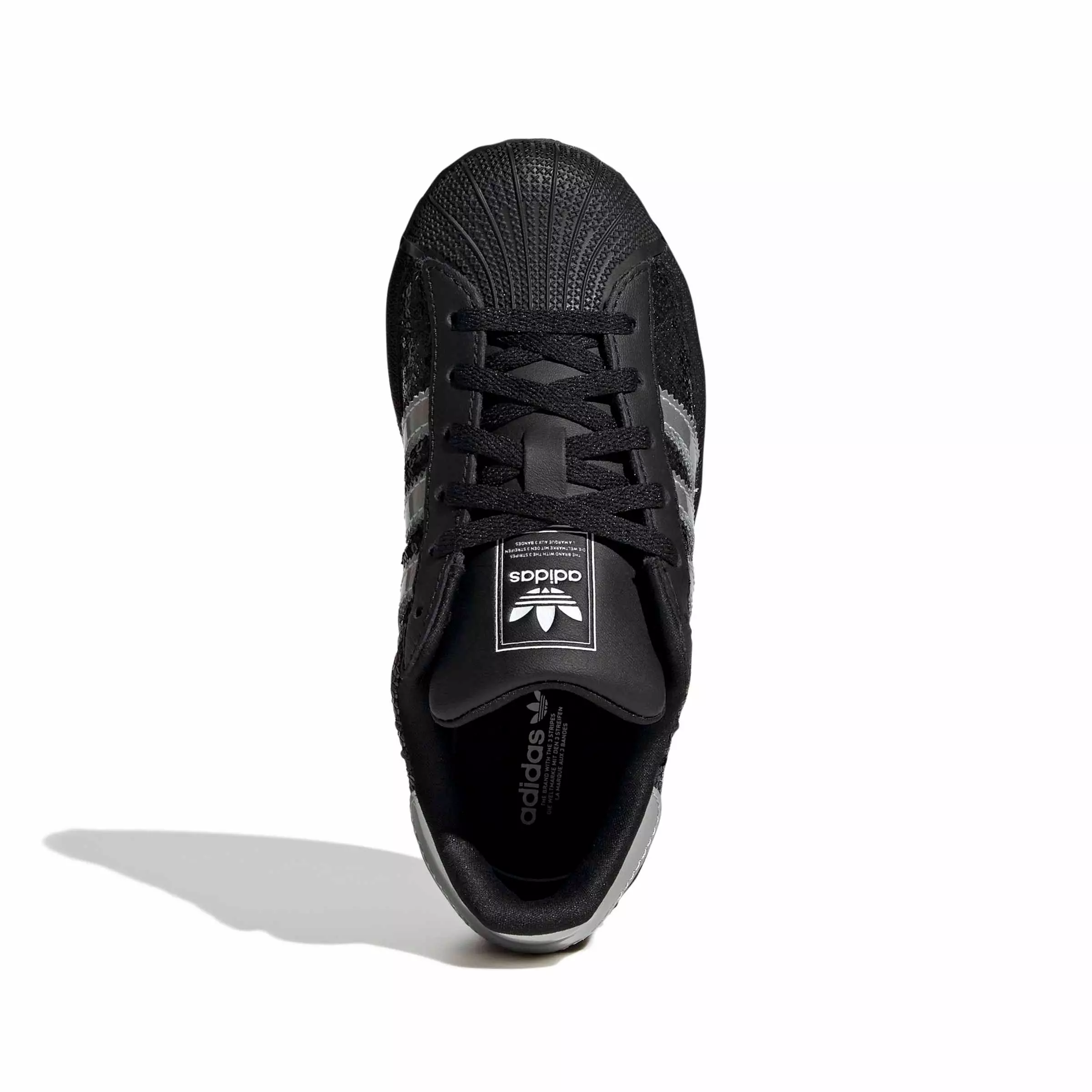 adidas Originals Superstar II "Core Black/Silver Metallic/Ftwr White" Preschool Girls' Shoe - BLACK/SILVER/WHITE