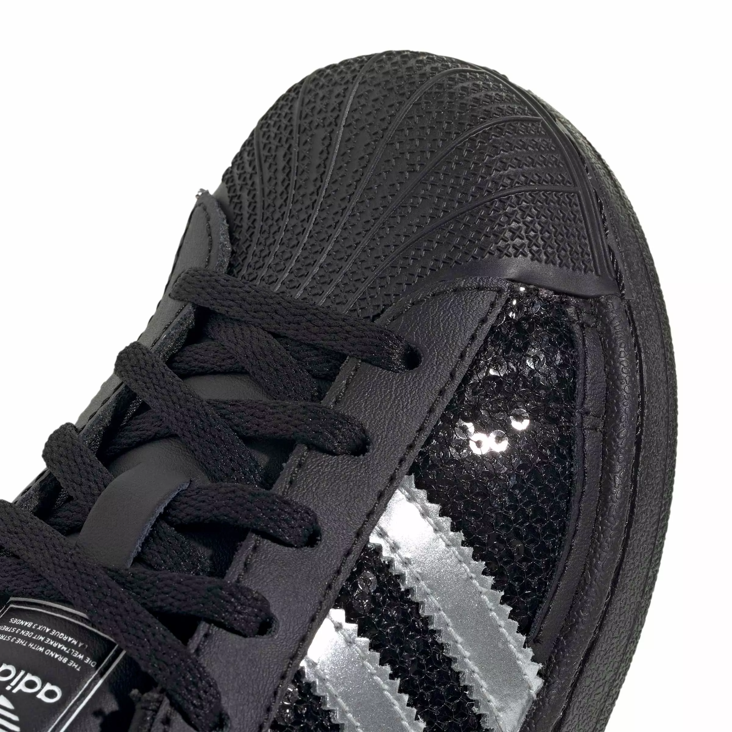 adidas Originals Superstar II "Core Black/Silver Metallic/Ftwr White" Preschool Girls' Shoe - BLACK/SILVER/WHITE