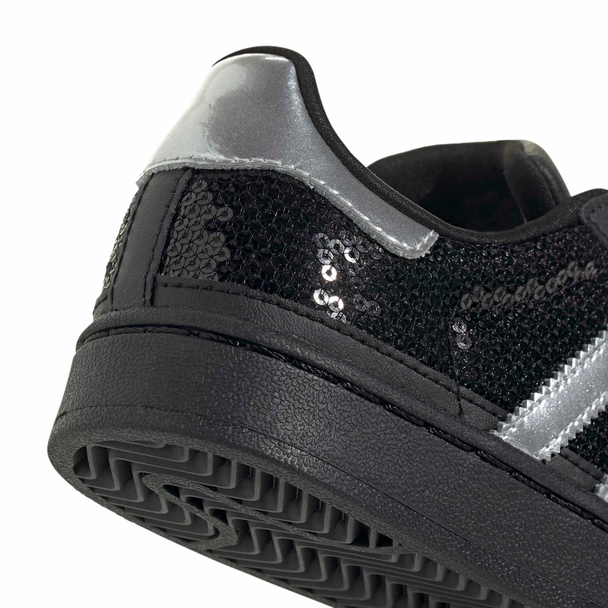 adidas Originals Superstar II "Core Black/Silver Metallic/Ftwr White" Preschool Girls' Shoe - BLACK/SILVER/WHITE