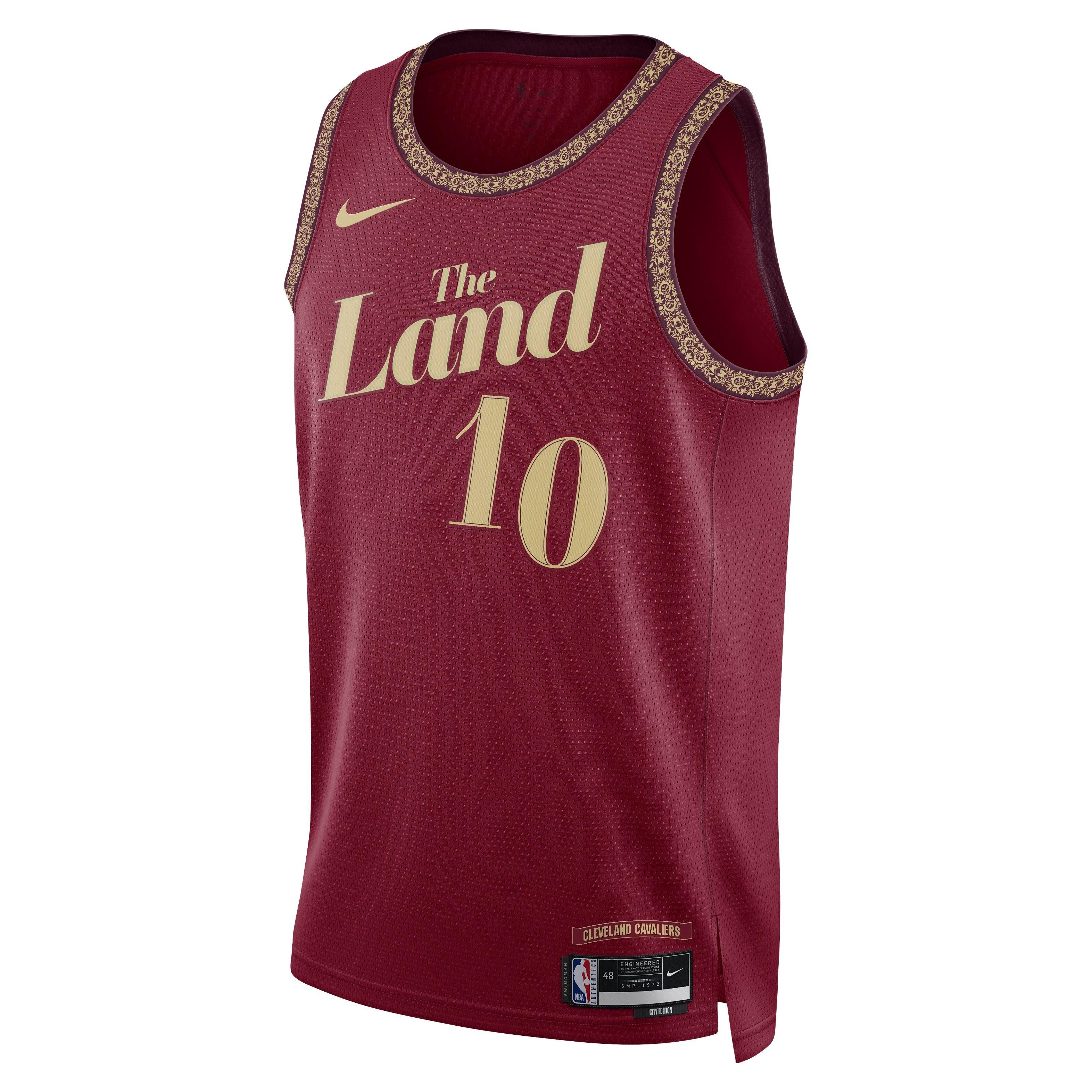 Nike Men's Dri-FIT NBA Cavaliers Darius Garland Swingman Jersey 2023/24 City Edition -Crimson - CRIMSON Thumbnail View 1