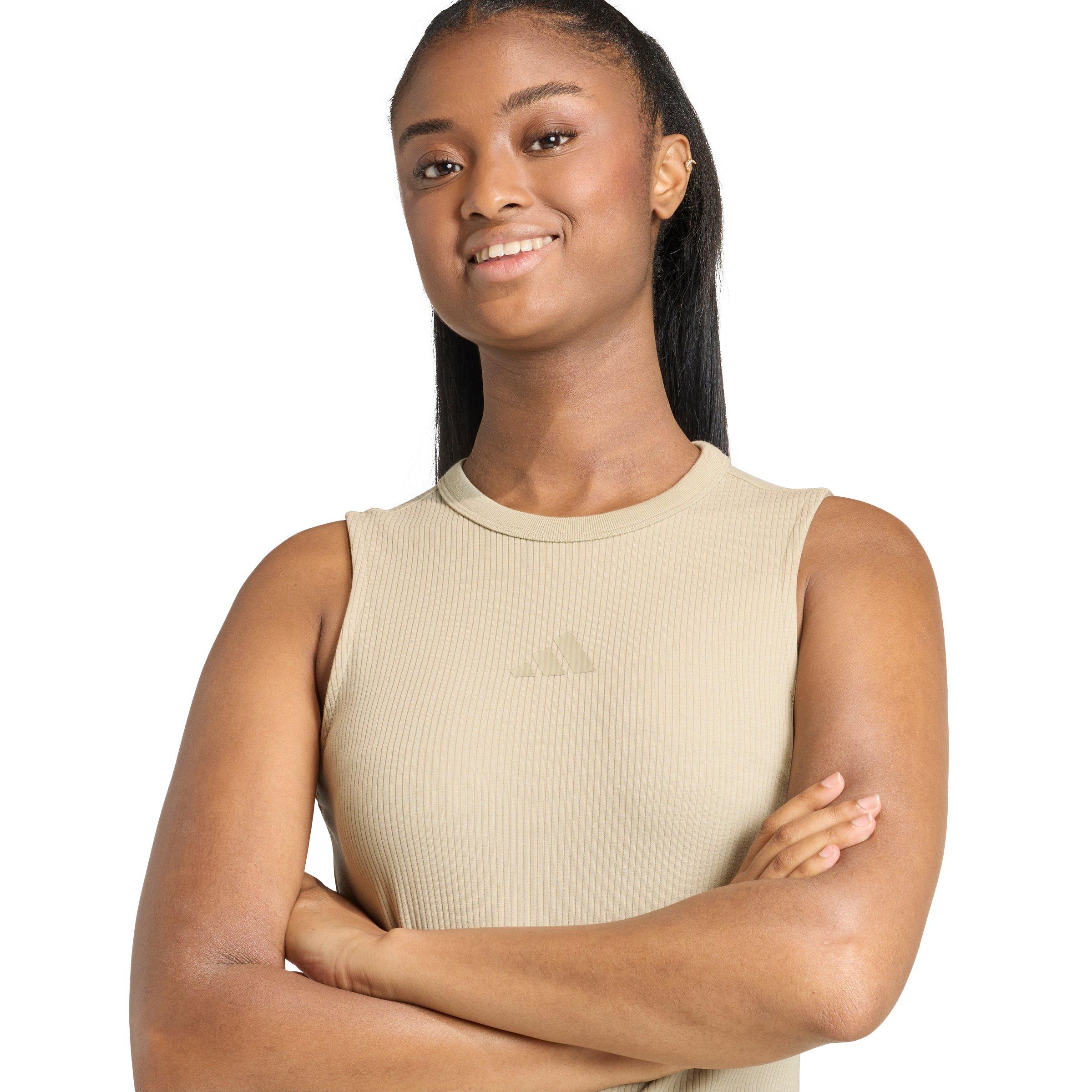adidas Women's All SZN Rib Dress -Khaki - KHAKI Thumbnail View 3