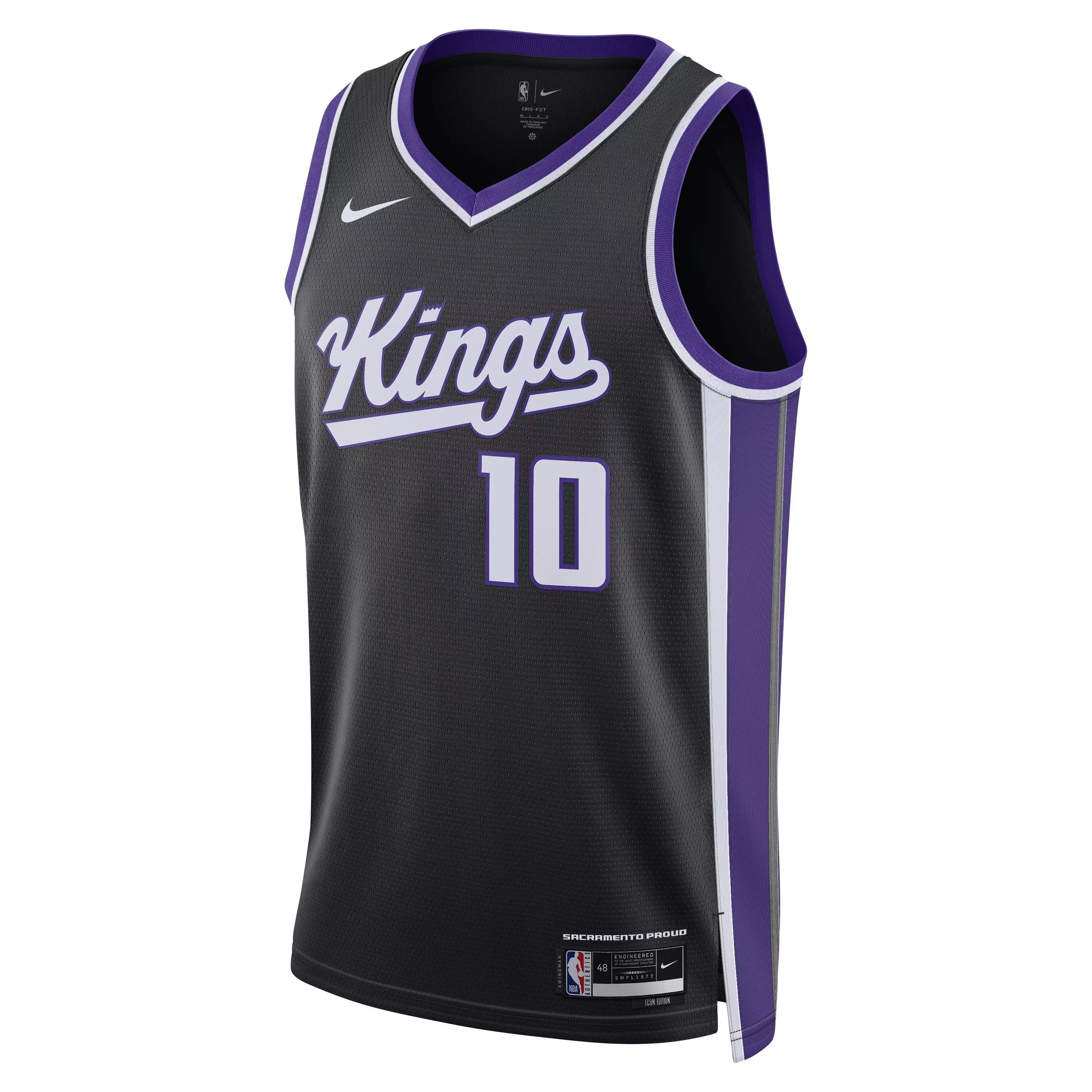 Nike Men's Dri-FIT NBA Domantas Sabonis Sacramento Kings 2023/24 Icon Edition Swingman Jersey -Black - BLACK
