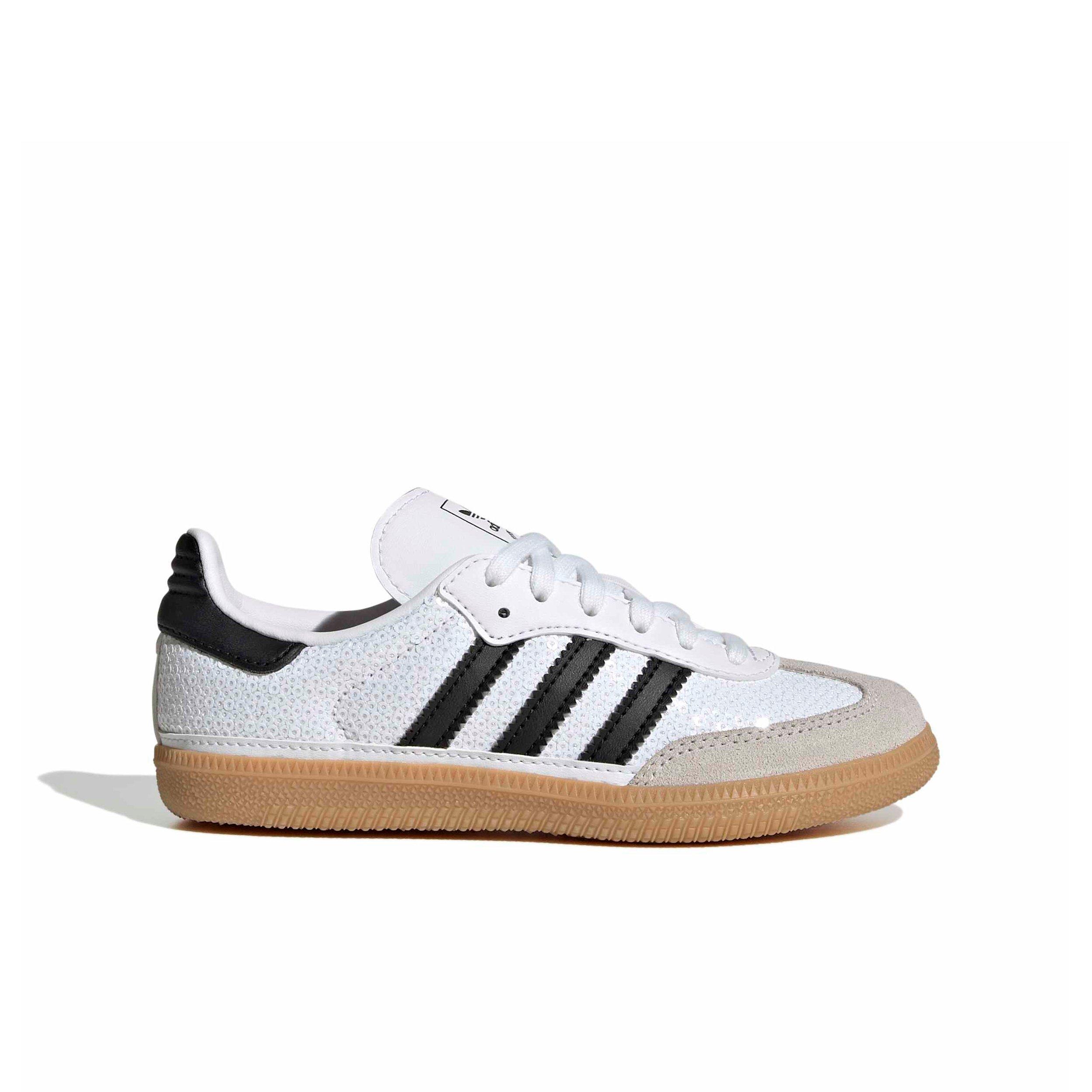 adidas Originals Samba OG "Ftwr White/Core Black/Grey One" Preschool Girls' Shoe - WHITE/BLACK/GREY