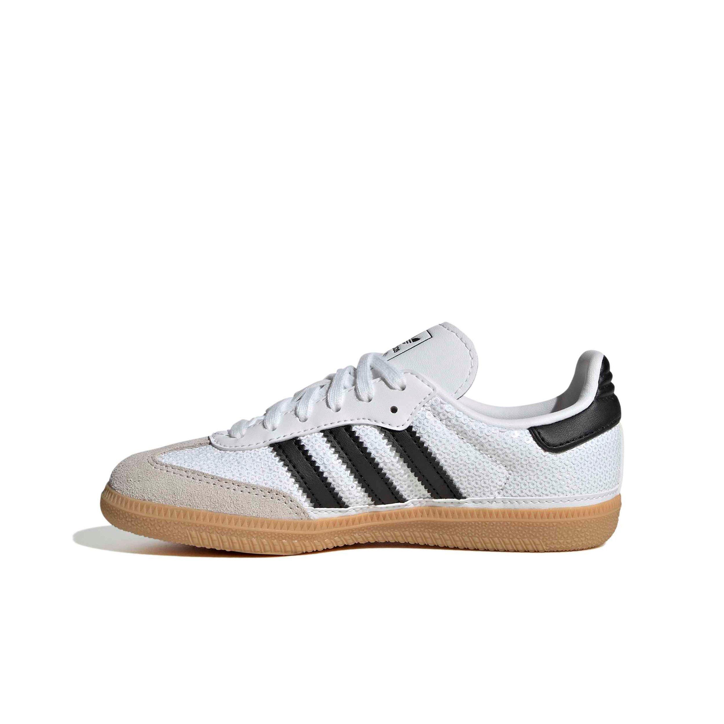 adidas Originals Samba OG "Ftwr White/Core Black/Grey One" Preschool Girls' Shoe - WHITE/BLACK/GREY