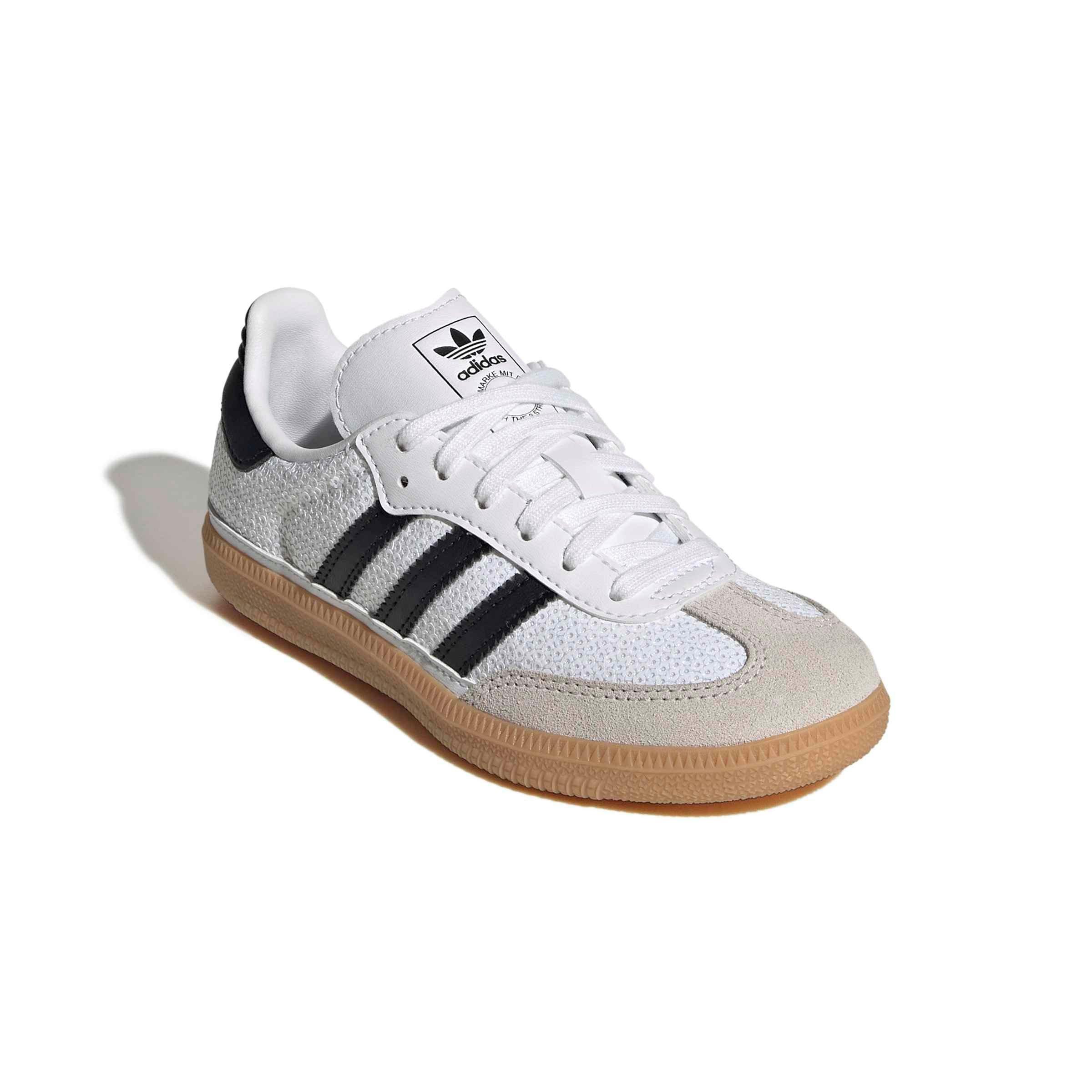 adidas Originals Samba OG "Ftwr White/Core Black/Grey One" Preschool Girls' Shoe - WHITE/BLACK/GREY