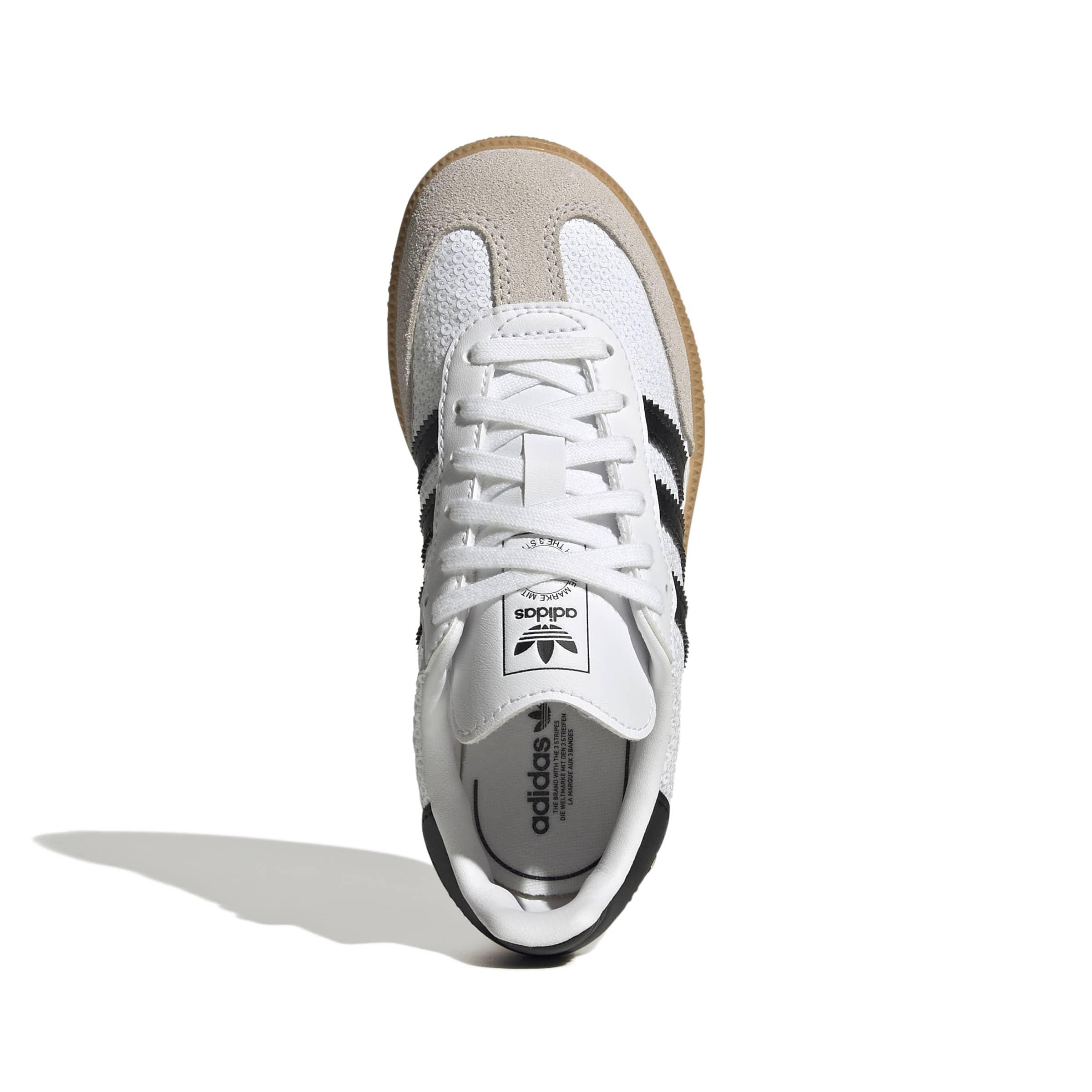 adidas Originals Samba OG "Ftwr White/Core Black/Grey One" Preschool Girls' Shoe - WHITE/BLACK/GREY