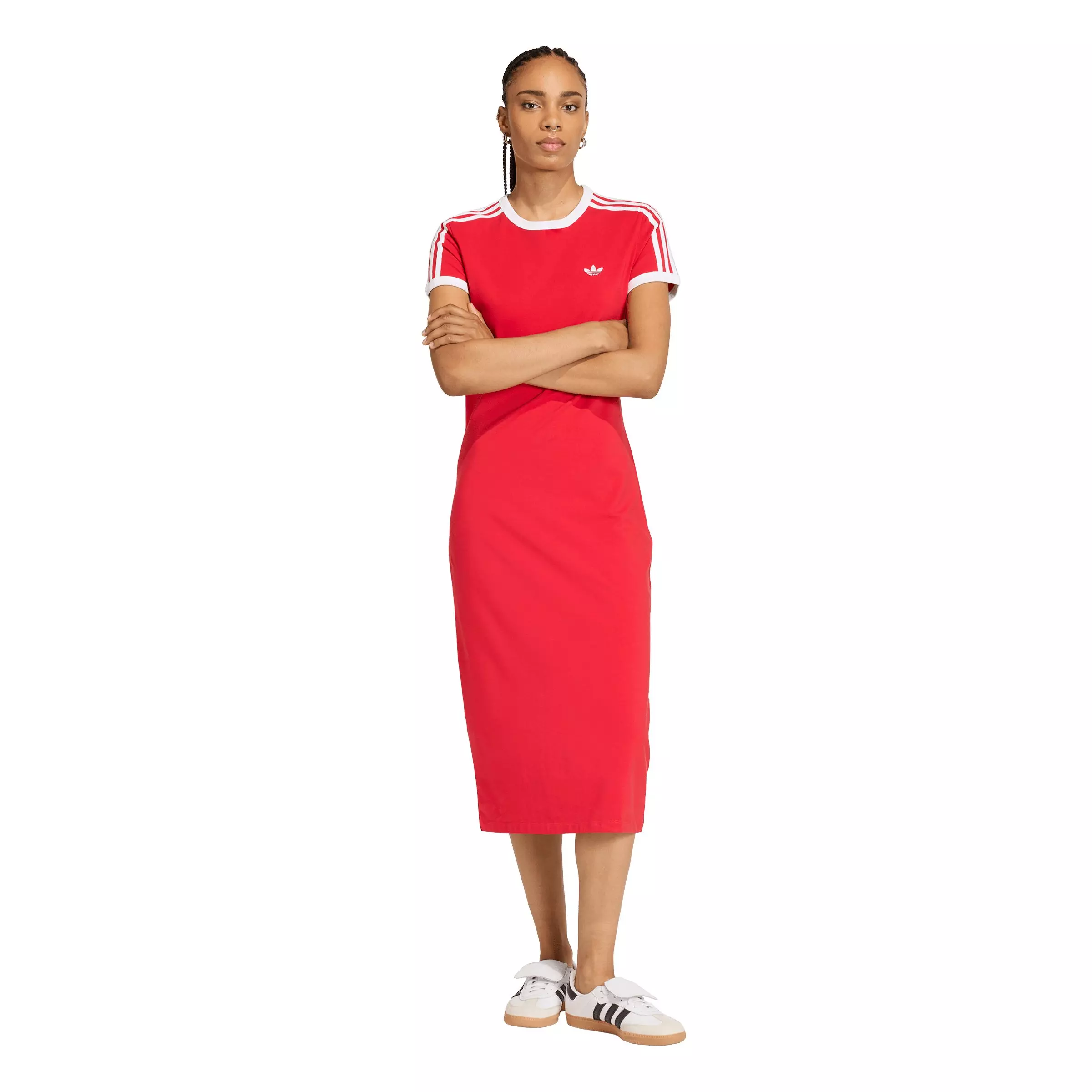 adidas Originals Women's 3-Stripes Slim Dress -Red - RED