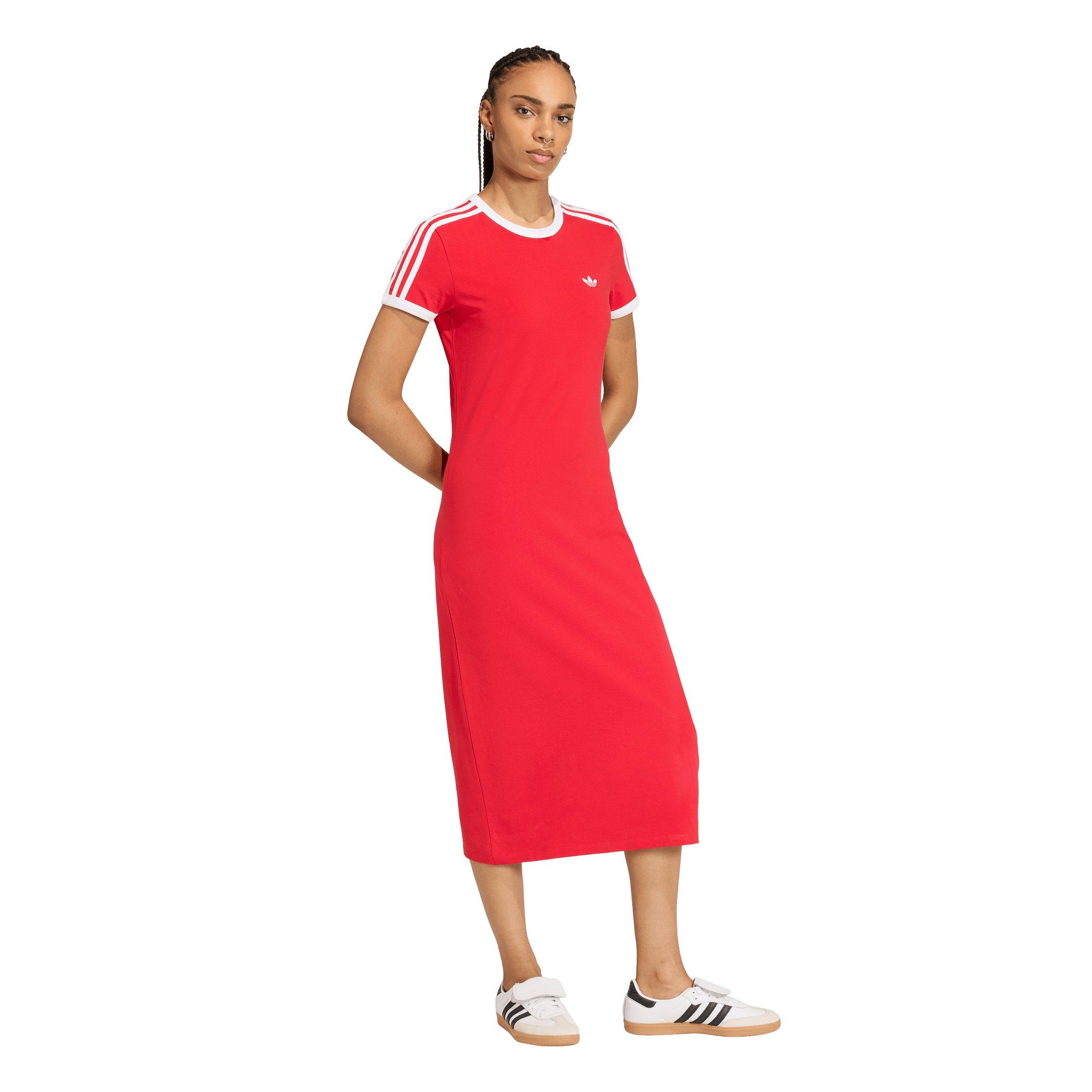adidas Originals Women's 3-Stripes Slim Dress - Red - RED Thumbnail View 5