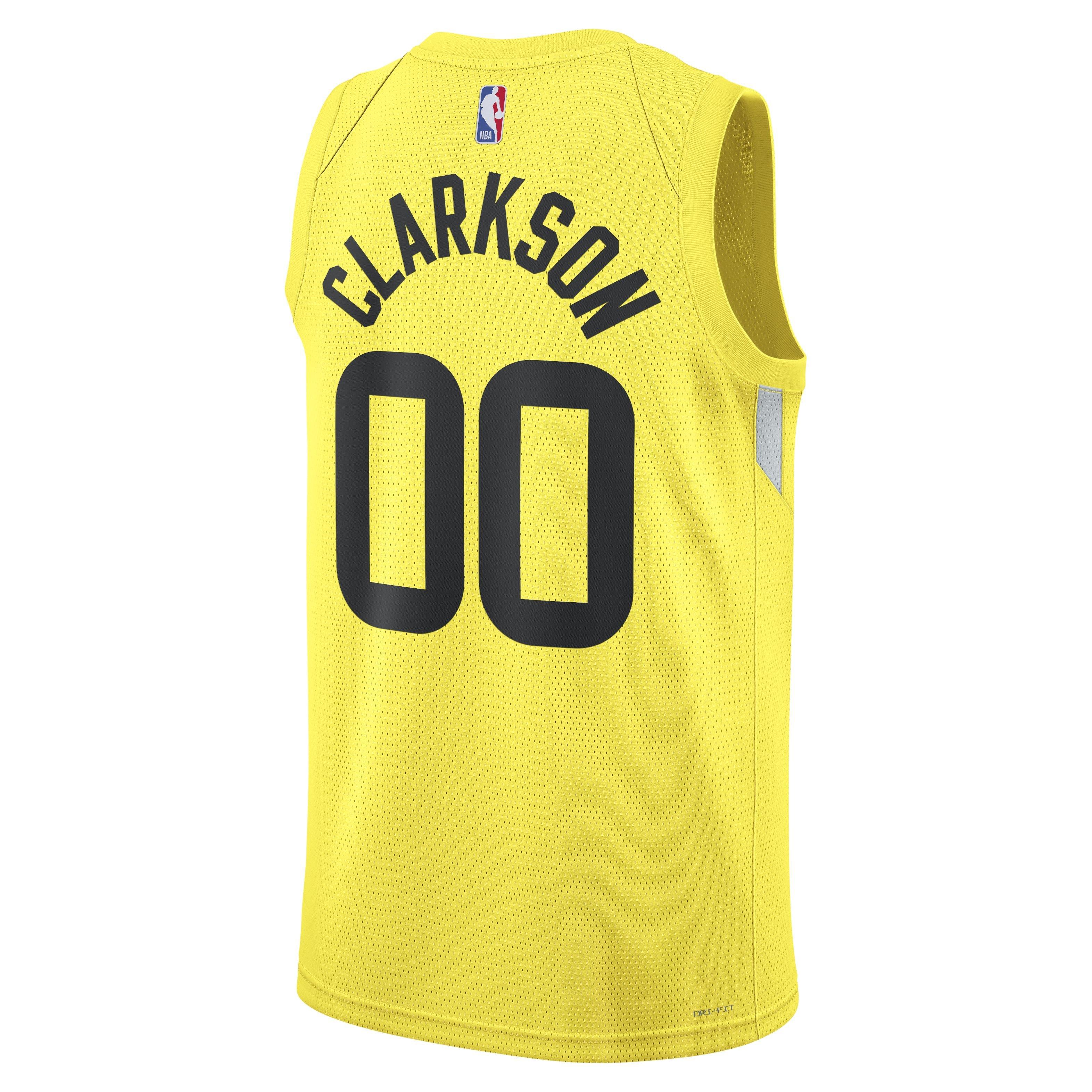 Nike Men's NBA Utah Jazz Jordan Clarkson Icon Swingman Jersey -Yellow - YELLOW Thumbnail View 2
