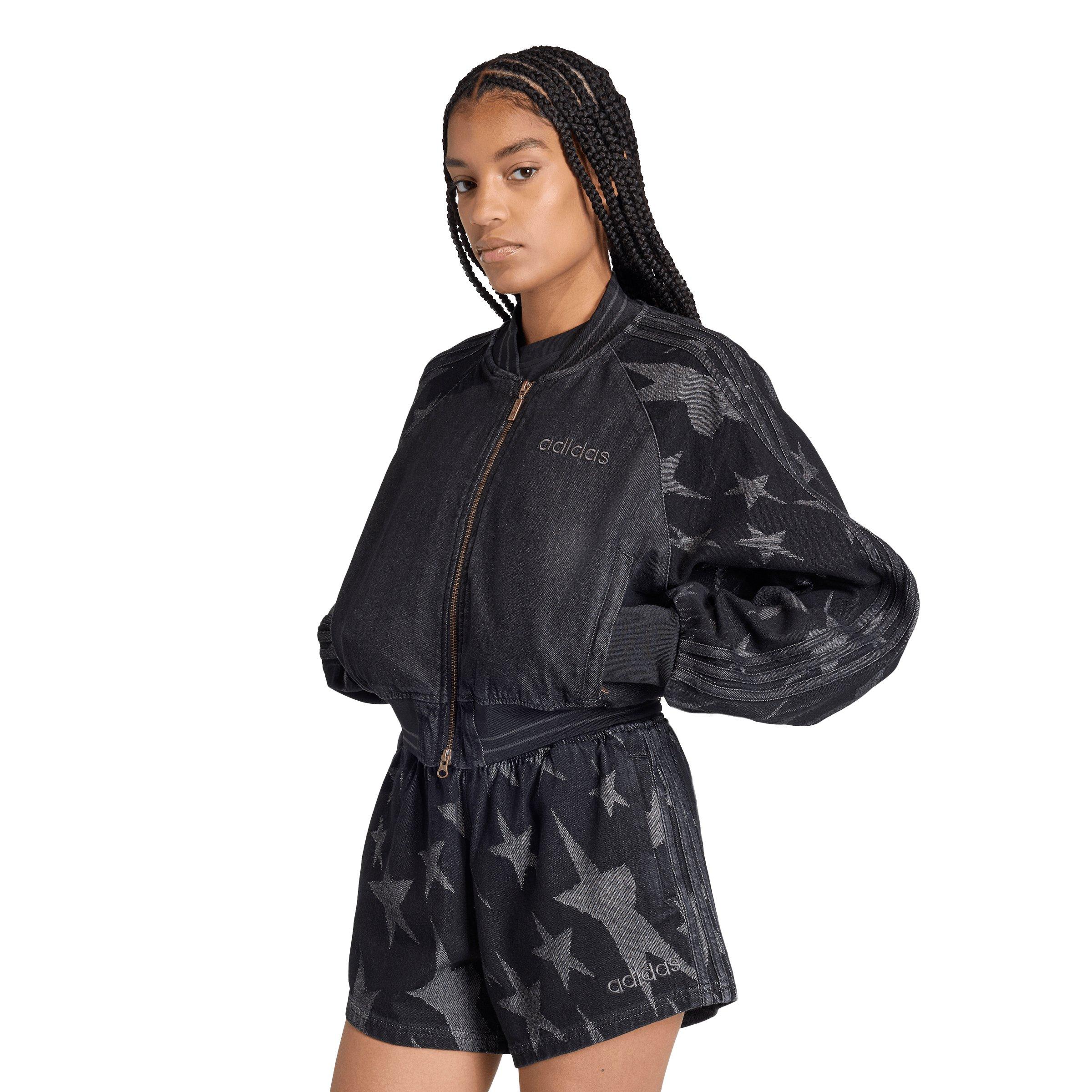 adidas Originals Women's SST Denim Graphic Varsity Bomber Jacket - Black - BLACK Thumbnail View 1
