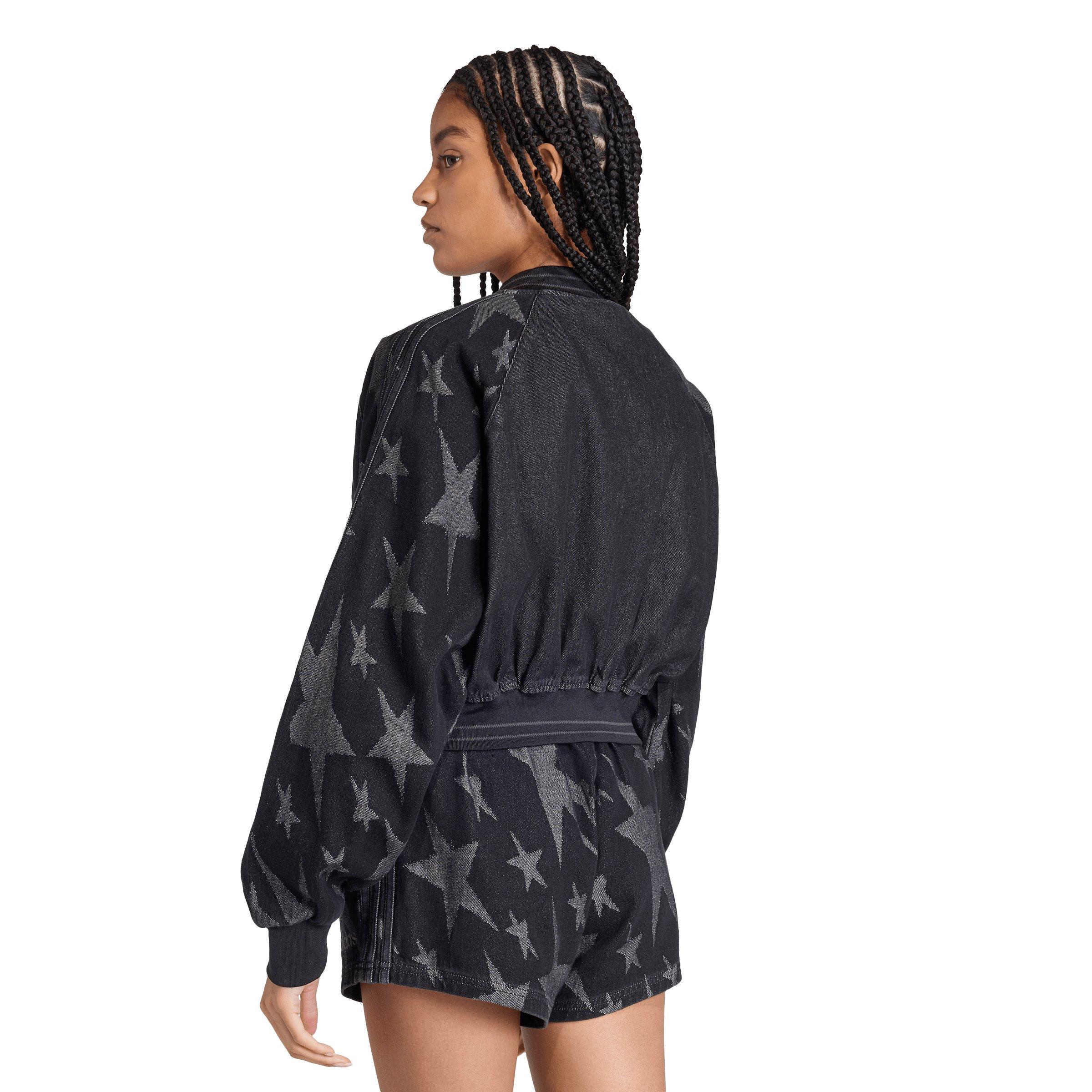 adidas Originals Women's SST Denim Graphic Varsity Bomber Jacket - Black - BLACK Thumbnail View 2