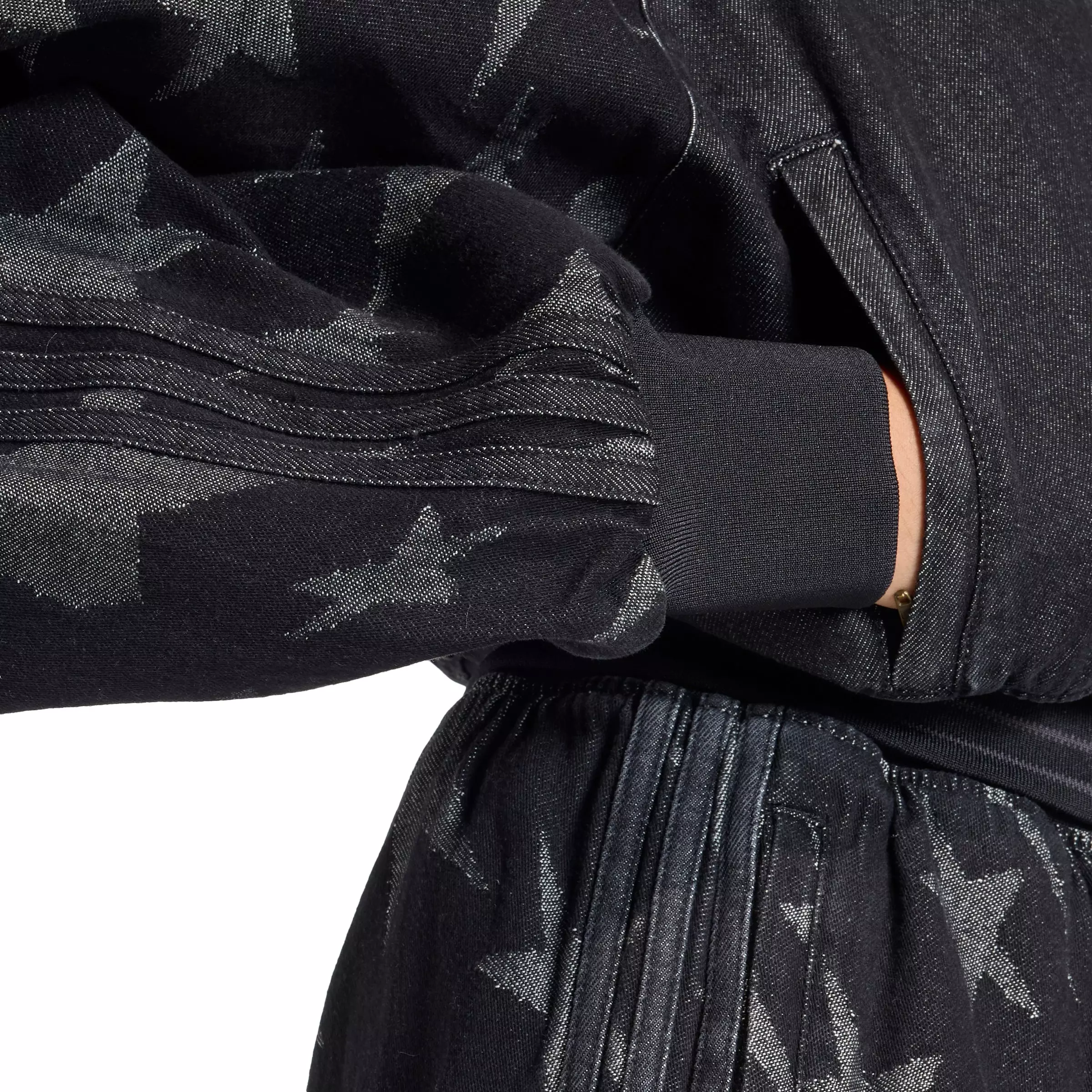 adidas Originals Women's SST Denim Graphic Varsity Bomber Jacket - Black - BLACK