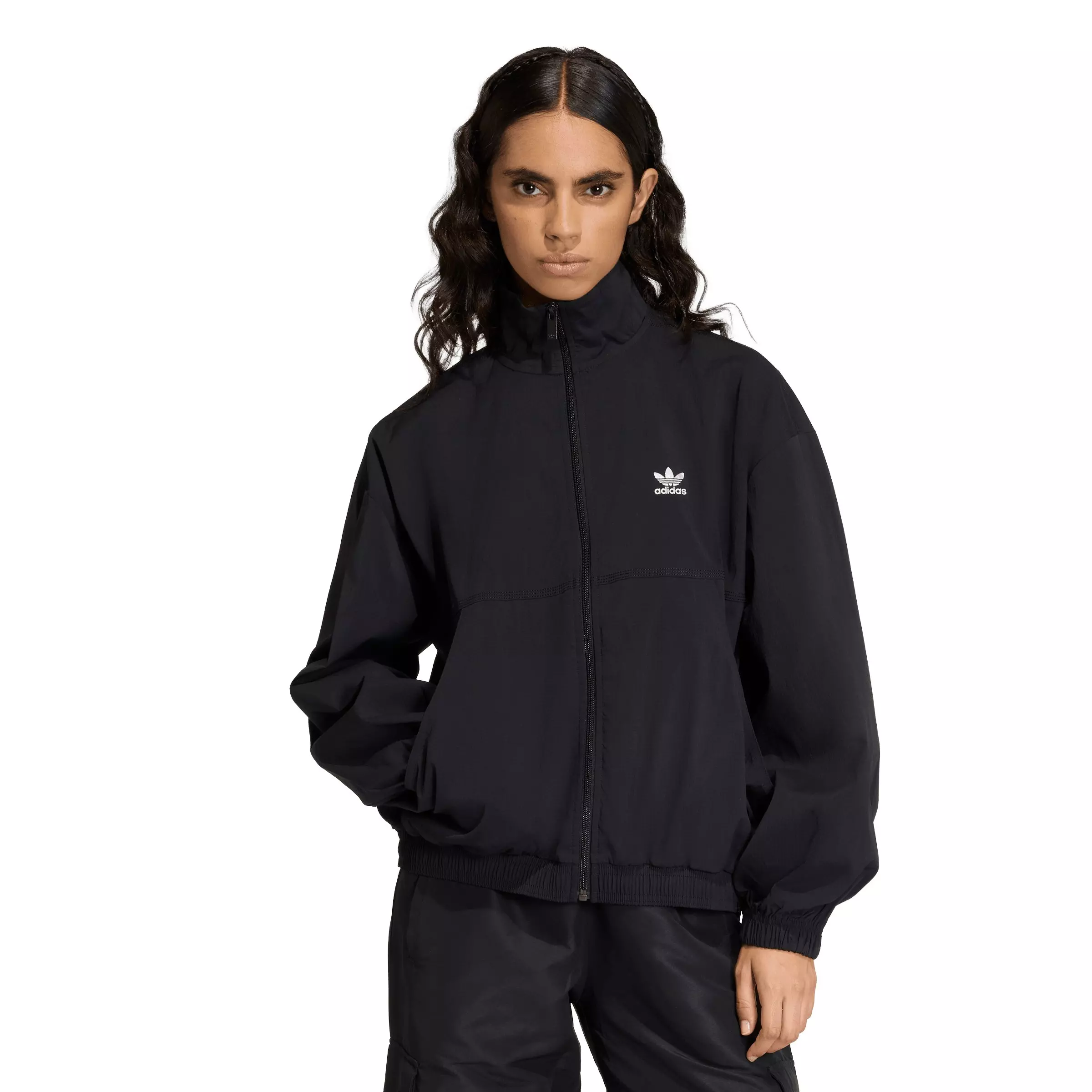 adidas Originals Women's Essentials Woven Windbreaker - Black - BLACK