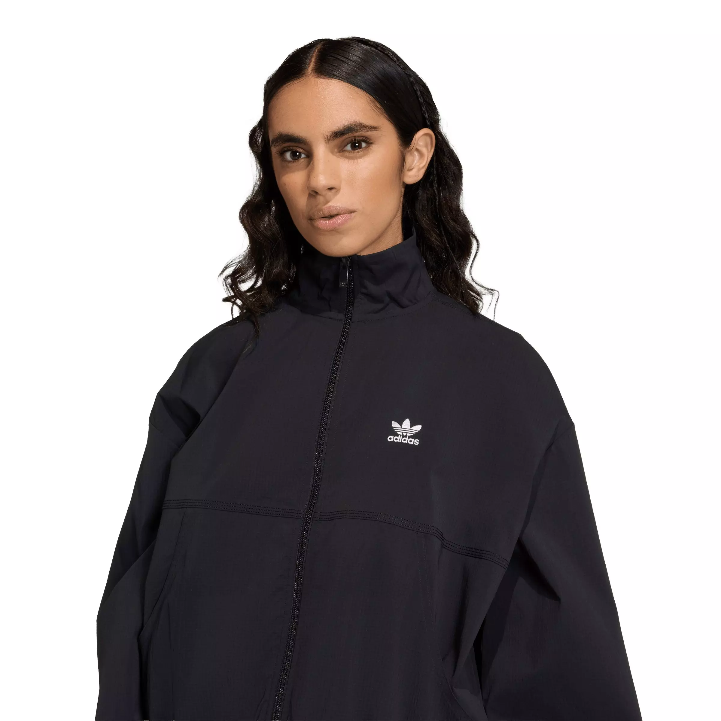 adidas Originals Women's Essentials Woven Windbreaker - Black - BLACK