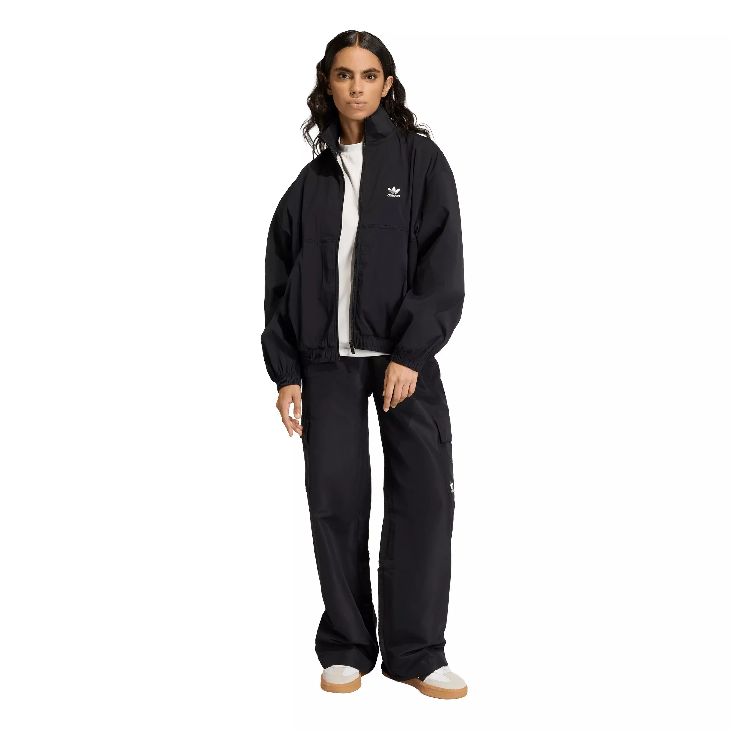 adidas Originals Women's Essentials Woven Windbreaker - Black - BLACK
