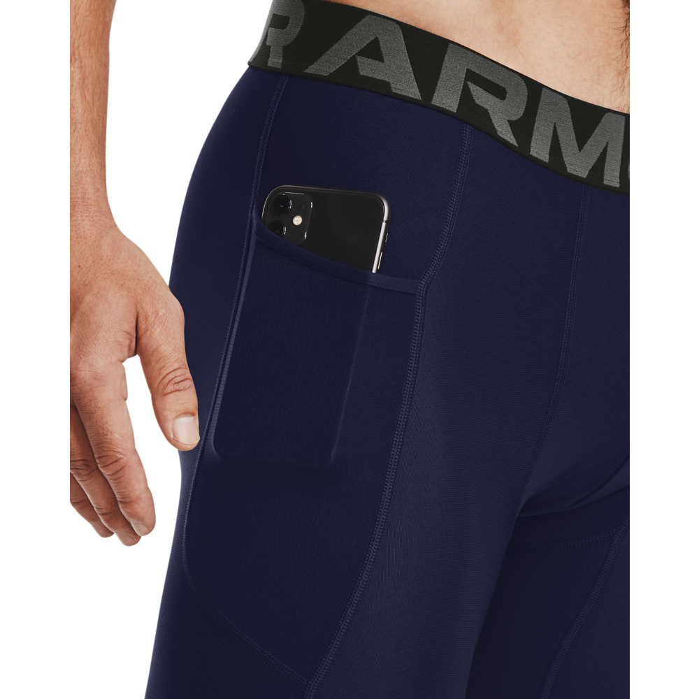 Under Armour Men's HeatGear Armour Compression Shorts - Grey - NAVY Thumbnail View 3