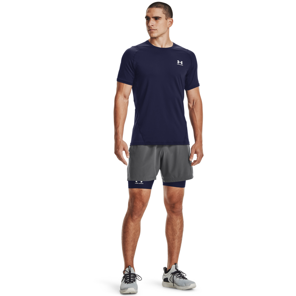 Under Armour Men's HeatGear Armour Compression Shorts - Grey - NAVY Thumbnail View 4