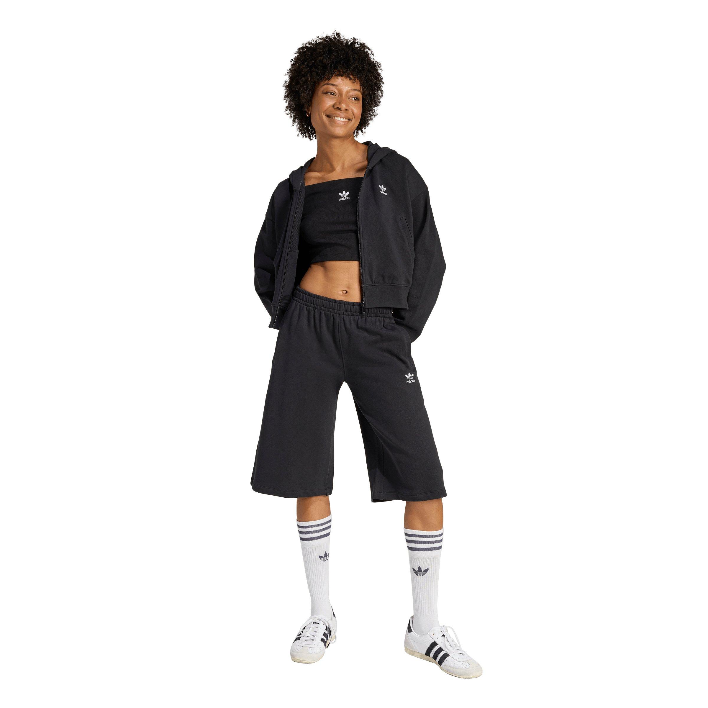 adidas Originals Women's Essentials French Terry Cropped Hooded Jacket - Black - BLACK Thumbnail View 5