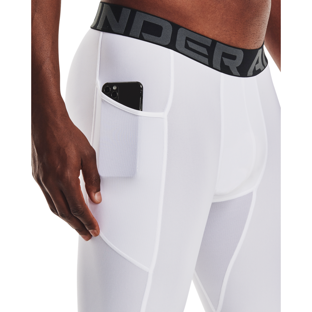 Under Armour Men's HeatGear Pocket Long Shorts - WHITE Thumbnail View 3