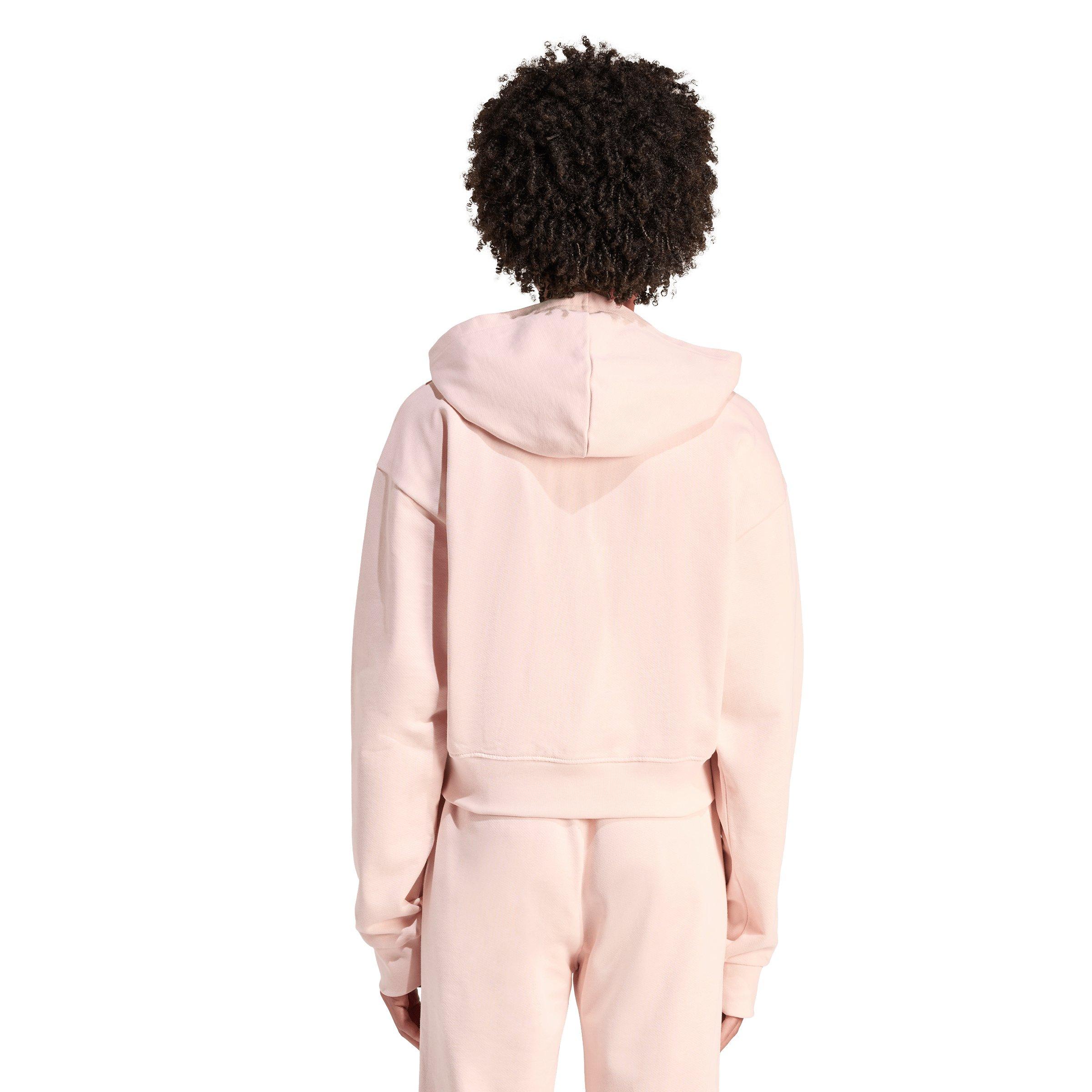 adidas Originals Women's Essentials French Terry Cropped Hooded Jacket - Pink - PINK Thumbnail View 2