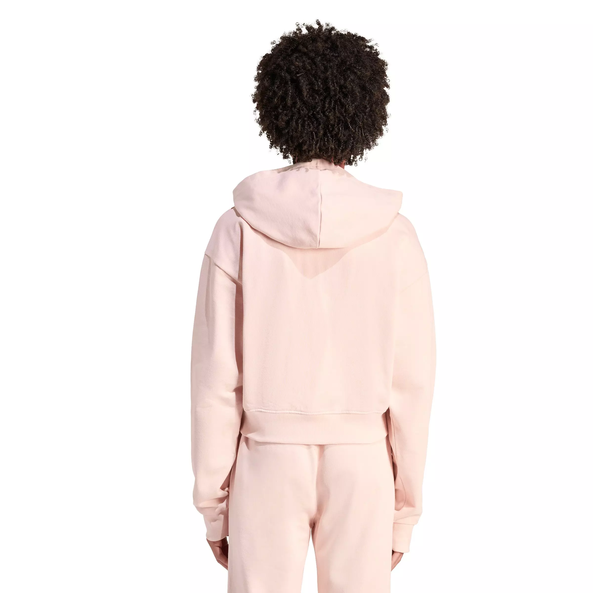 adidas Originals Women's Essentials French Terry Cropped Hooded Jacket - Pink - PINK