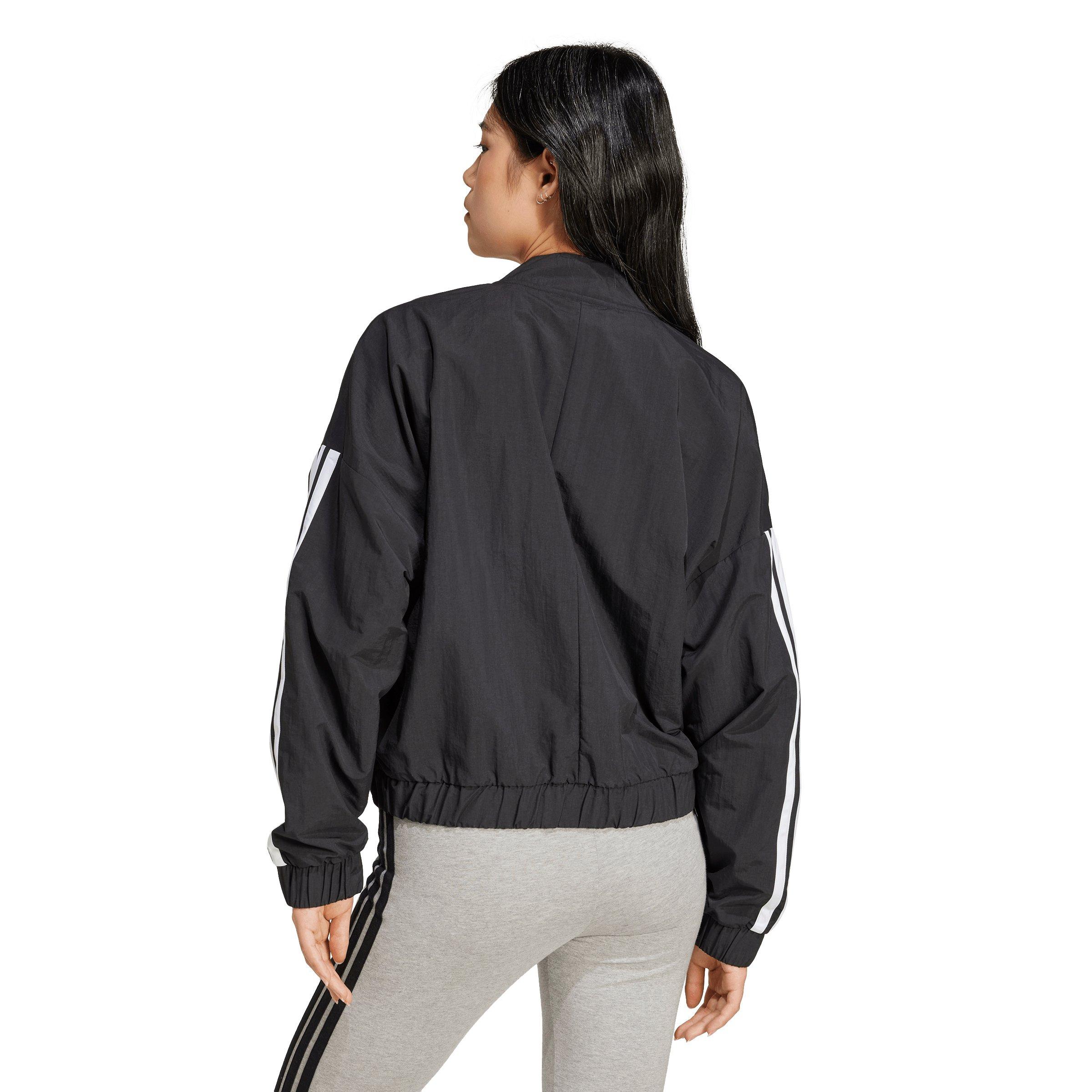 adidas Women's Essentials 3-Stripes Lifestyle Woven Bomber Jacket - Black - BLACK Thumbnail View 2