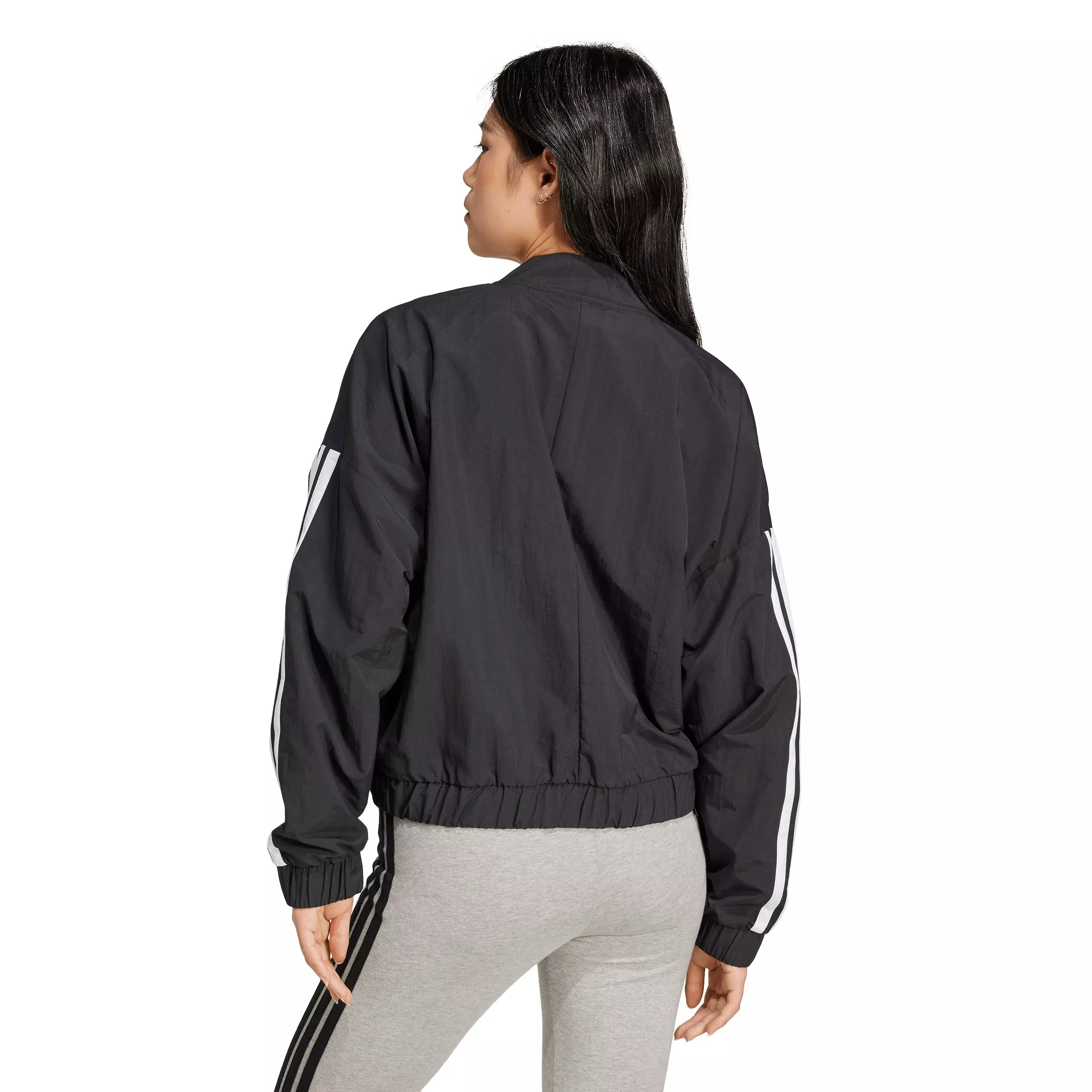 adidas Women's Essentials 3-Stripes Lifestyle Woven Bomber Jacket - Black - BLACK