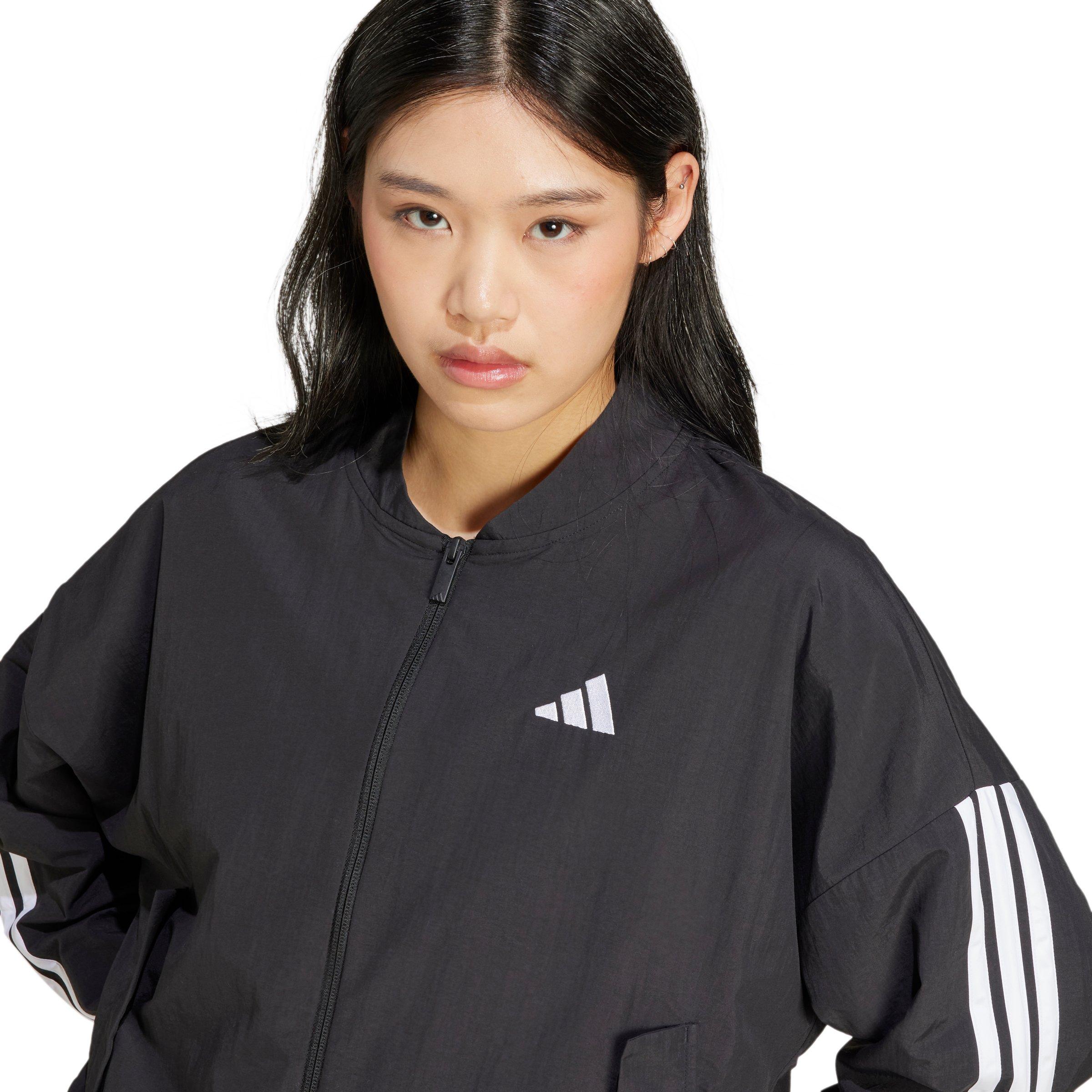 adidas Women's Essentials 3-Stripes Lifestyle Woven Bomber Jacket - Black - BLACK Thumbnail View 3