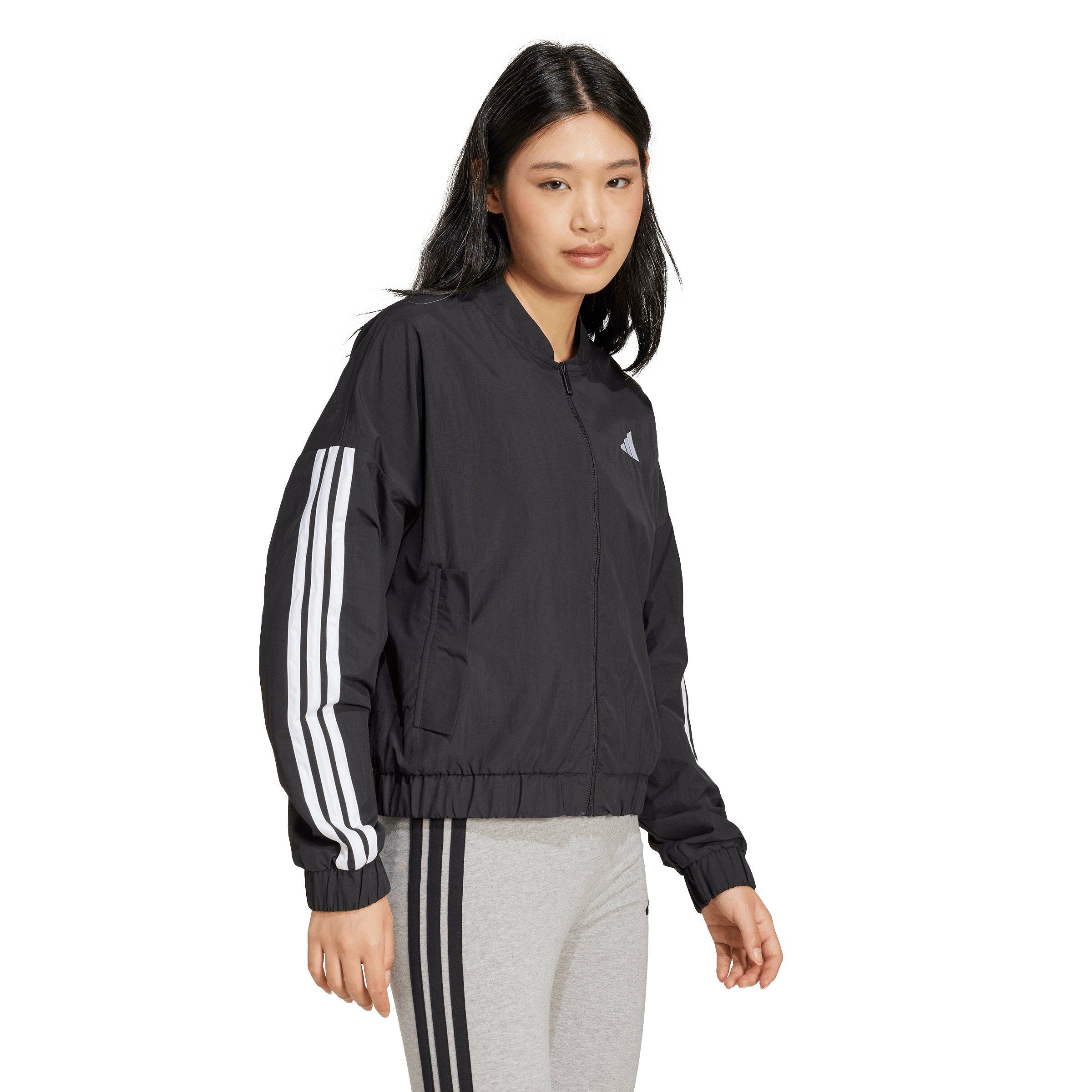 adidas Women's Essentials 3-Stripes Lifestyle Woven Bomber Jacket - Black - BLACK Thumbnail View 5