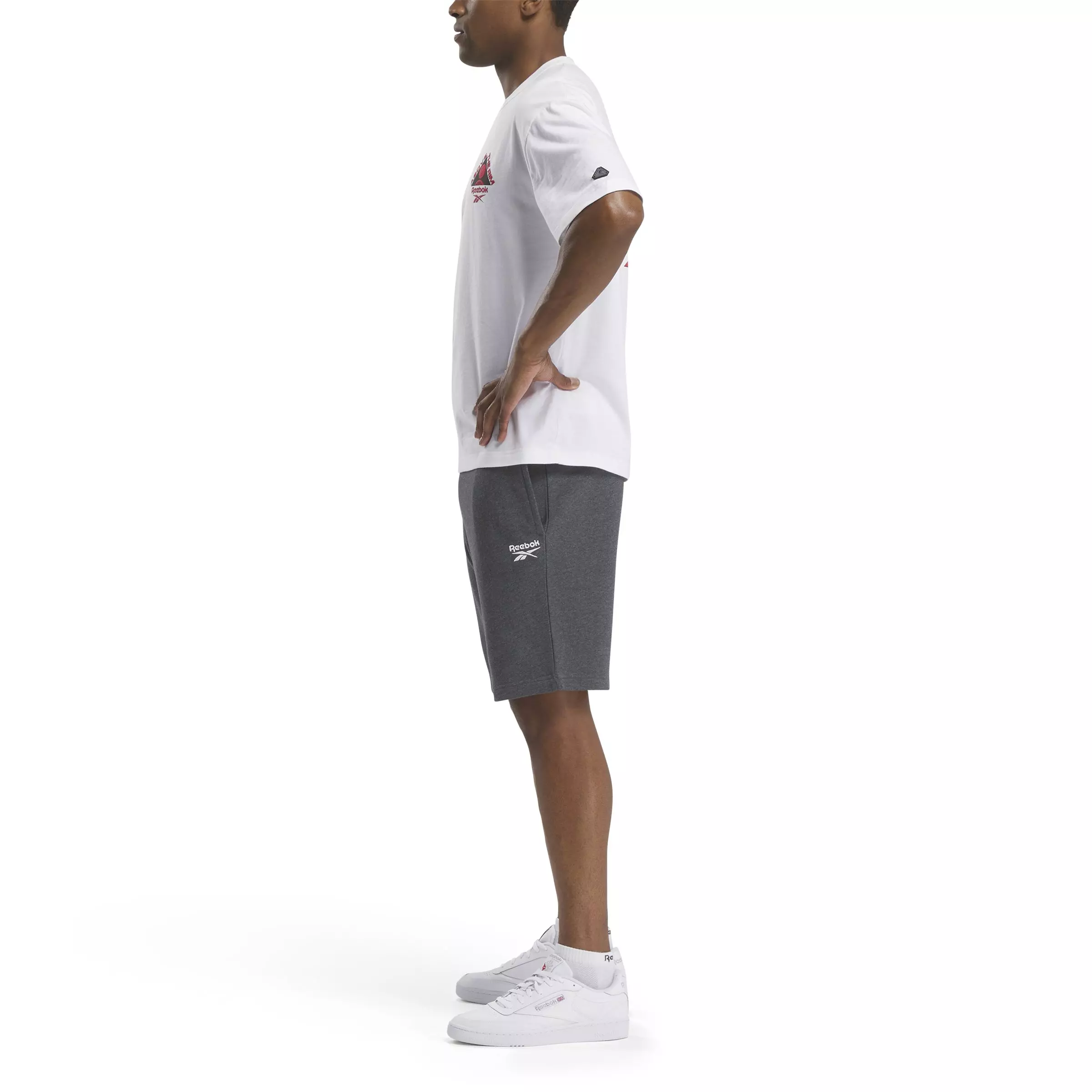 Reebok Men's Identity Small Logo Fleece Shorts - DK GREY