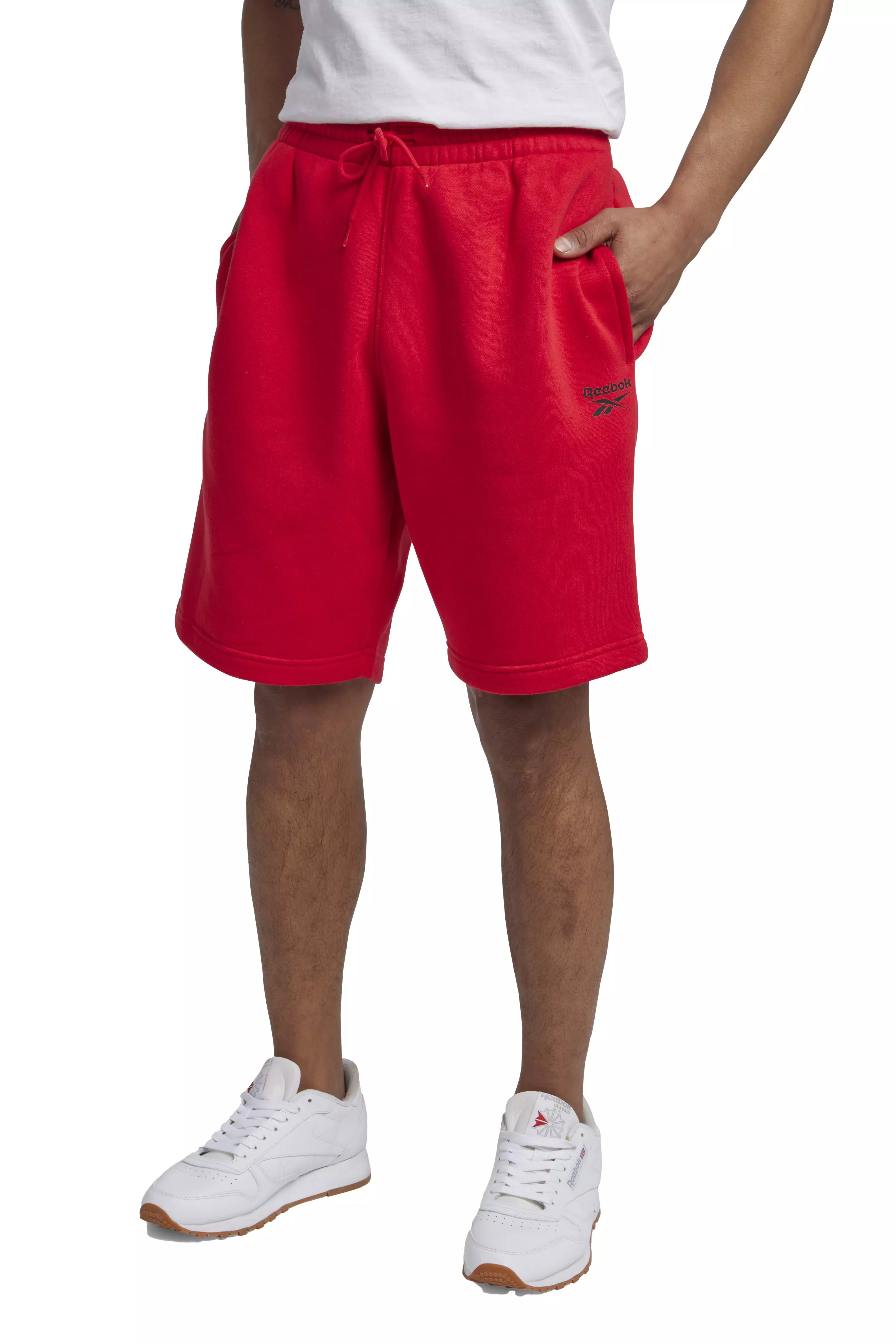Reebok Men's Identity Small Logo Fleece Shorts - RED/BLACK