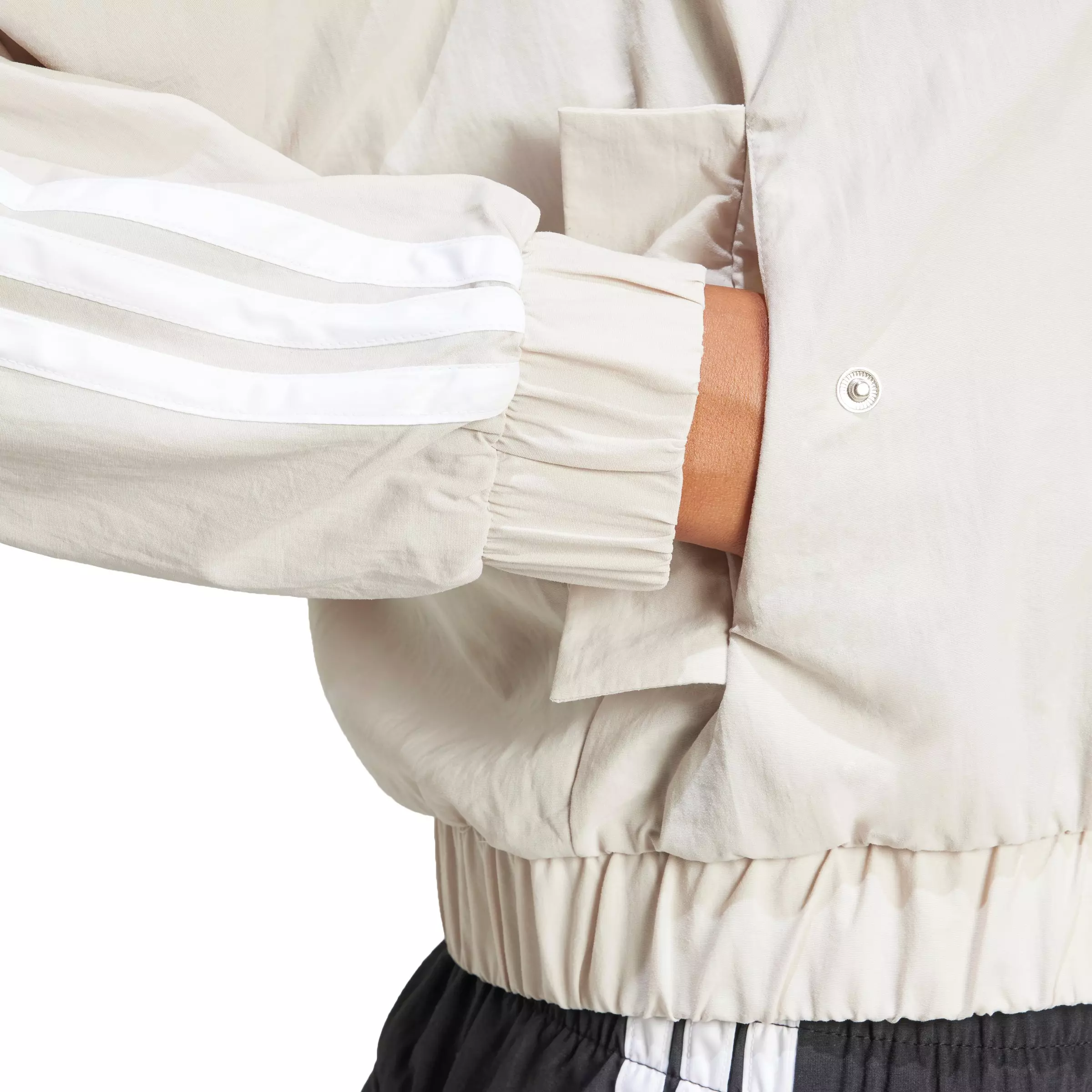 adidas Women's Essentials 3-Stripes Lifestyle Woven Bomber Jacket - Beige - BEIGE