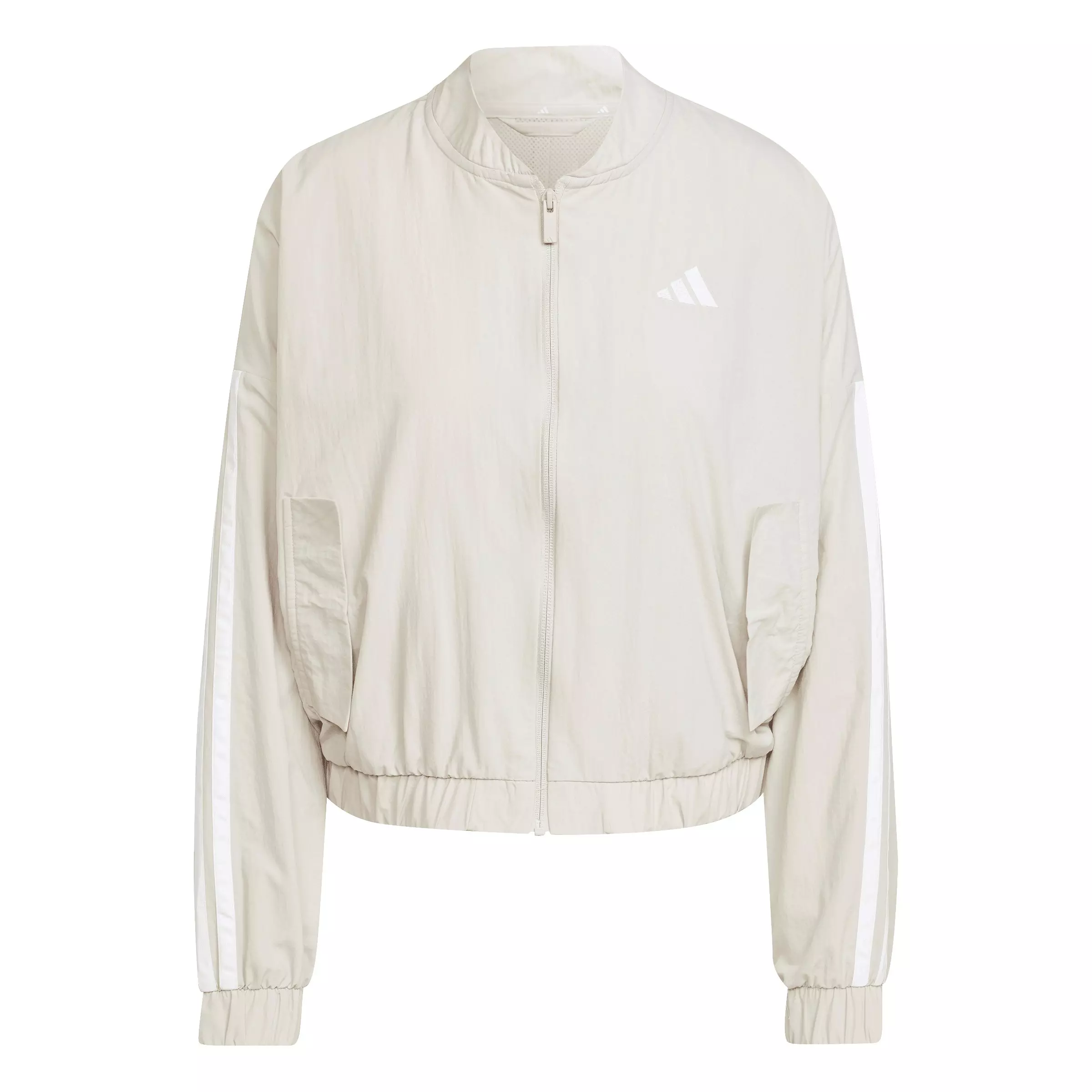 adidas Women's Essentials 3-Stripes Lifestyle Woven Bomber Jacket - Beige - BEIGE