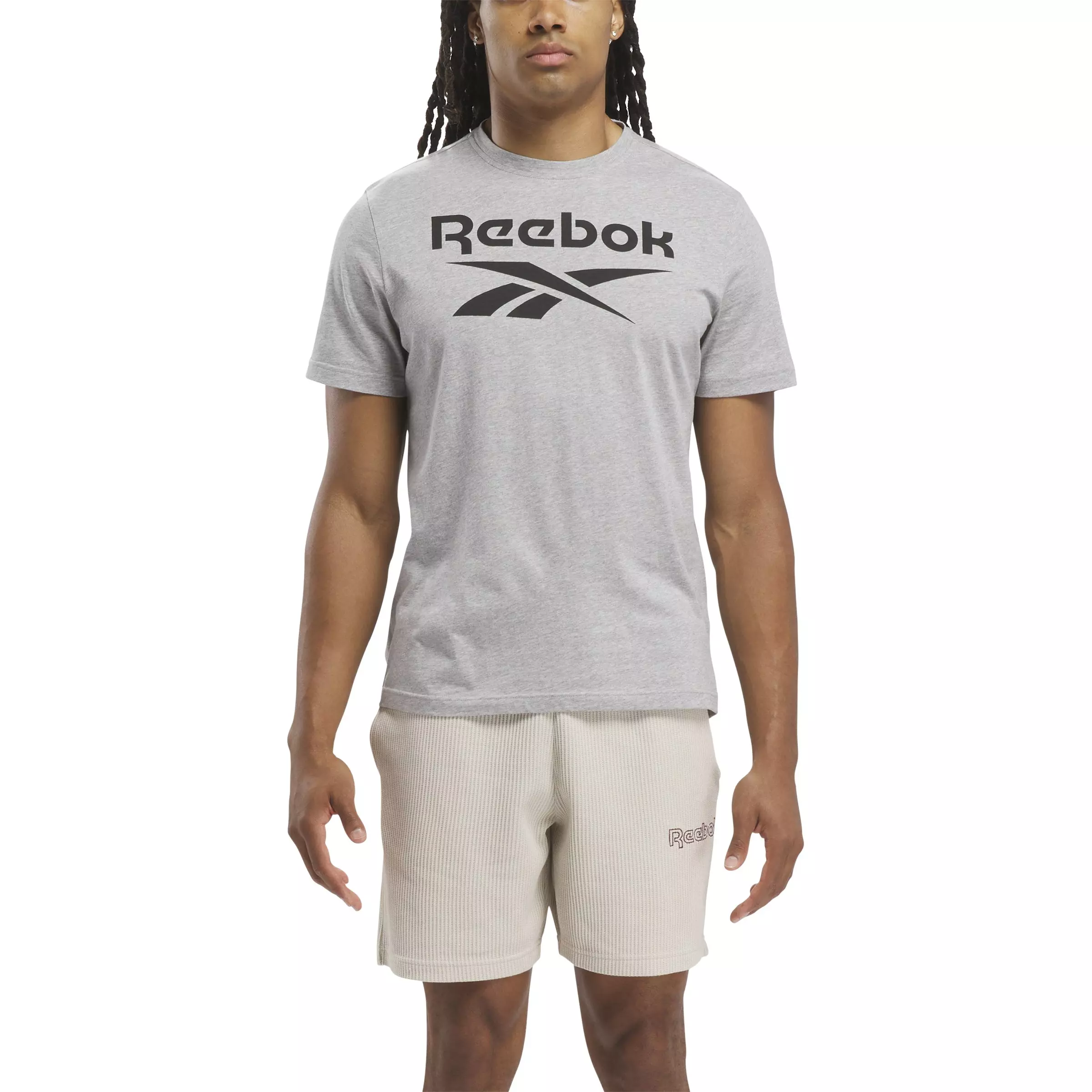 Reebok Men's Identity Big Stacked Logo Shirt - GREY