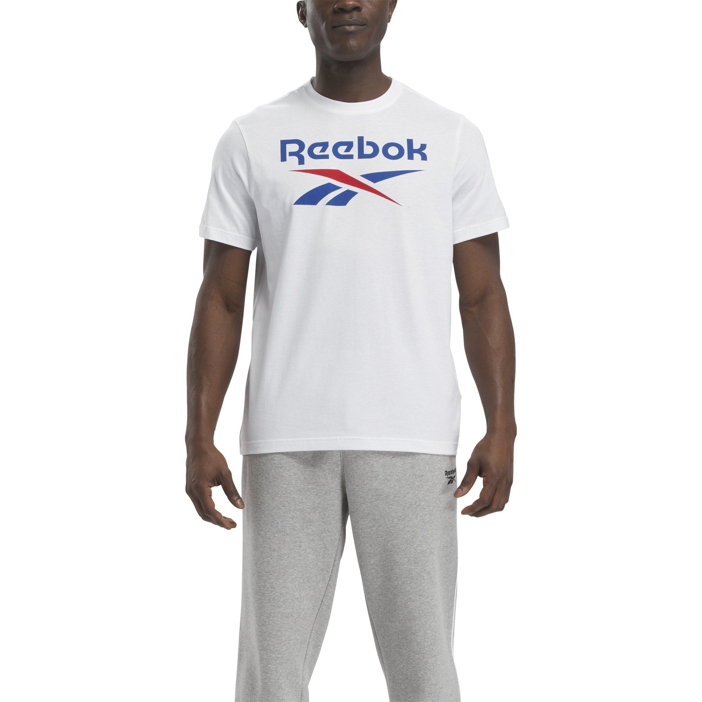 Reebok Men's Identity Big Stacked Logo Shirt - WHITE Thumbnail View 1