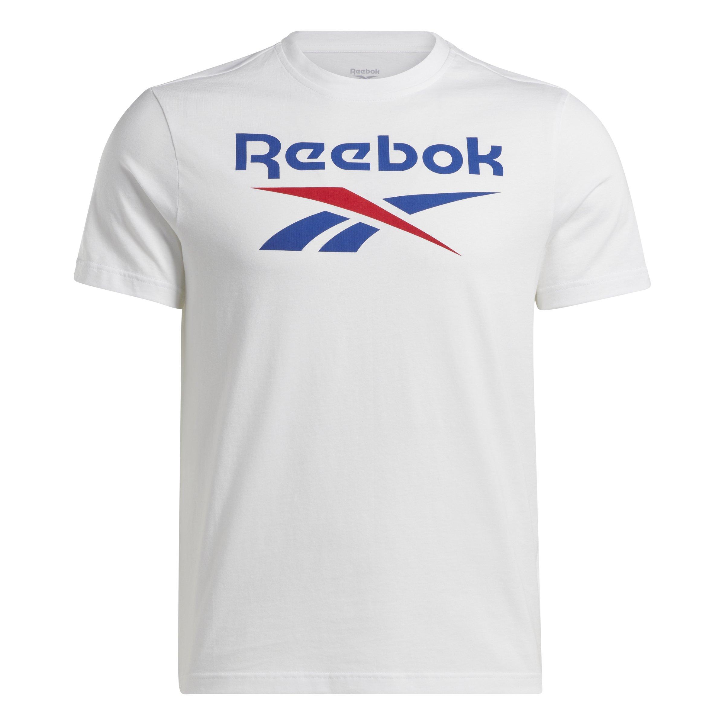 Reebok Men's Identity Big Stacked Logo Shirt - WHITE Thumbnail View 4
