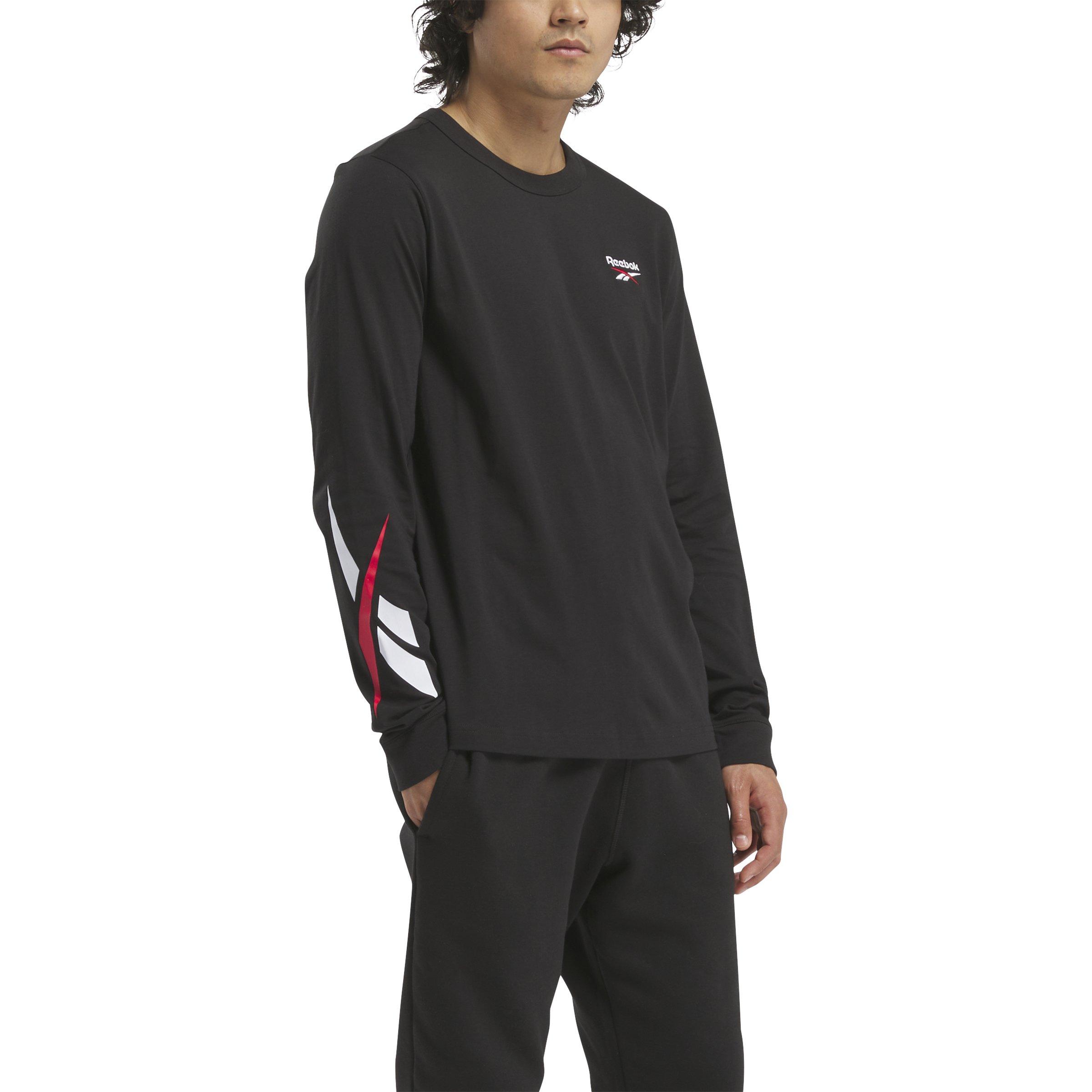 Reebok Men's Identity Crosscheck Long Sleeve Shirt - BLACK Thumbnail View 1