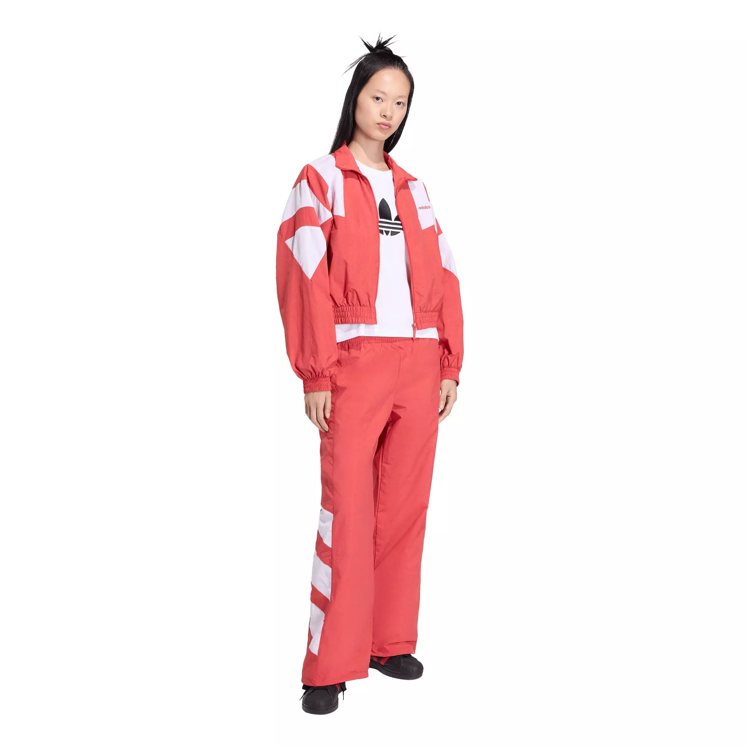 adidas Originals Women's Blocked Washed Zipped Track Jacket - Red - RED