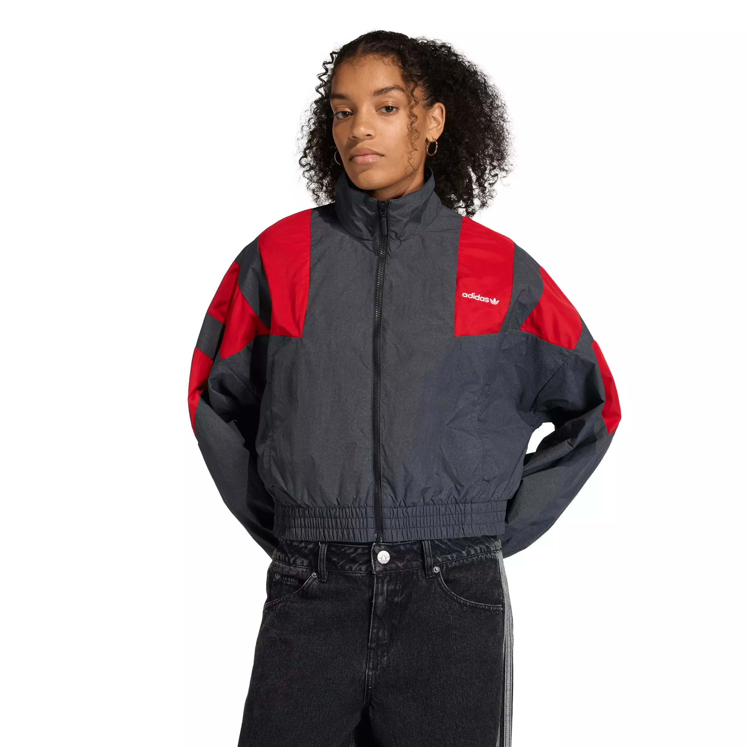 adidas Originals Women's Blocked Washed Zipped Track Jacket - Black - BLACK