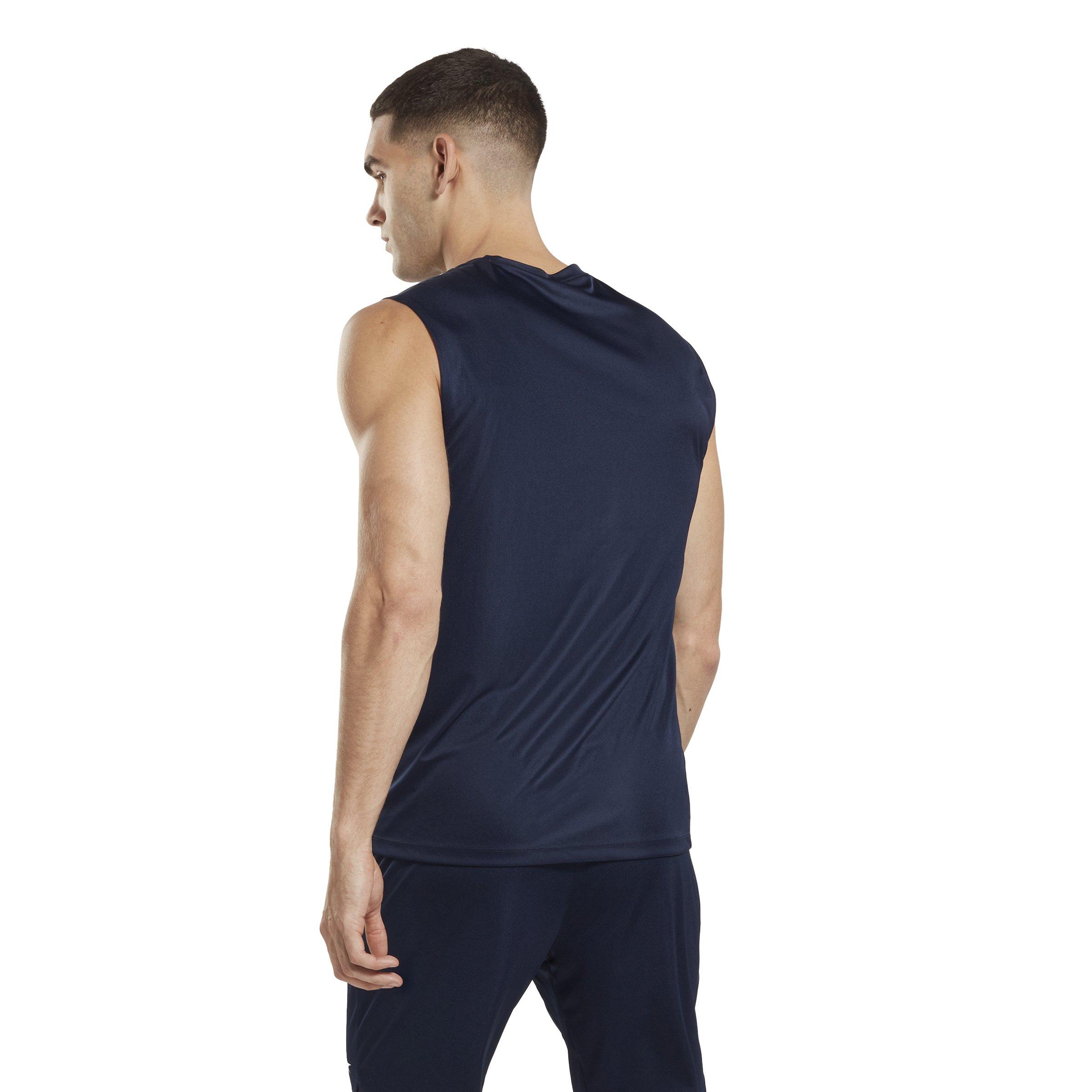 Reebok Men's Training Sleeveless Tech Shirt - Navy - NAVY Thumbnail View 2