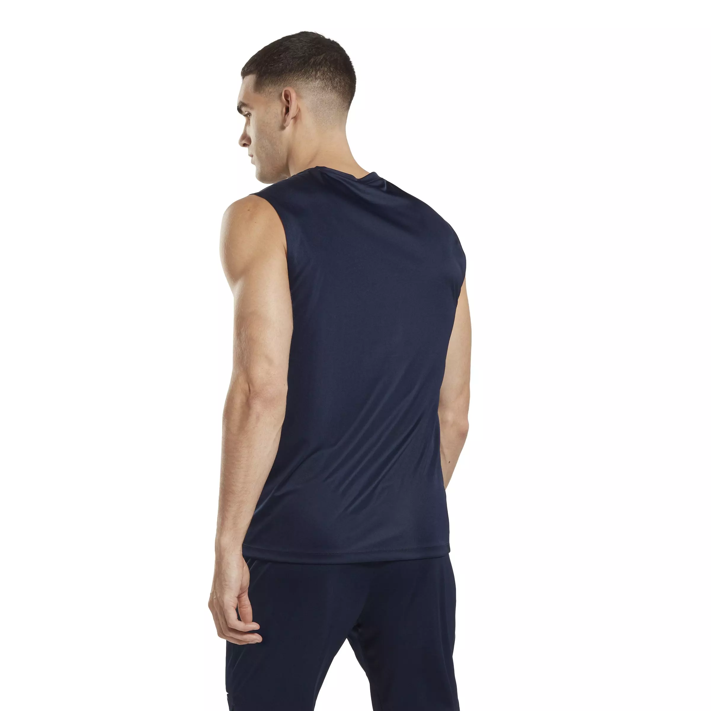Reebok Men's Training Sleeveless Tech Shirt-Navy - NAVY