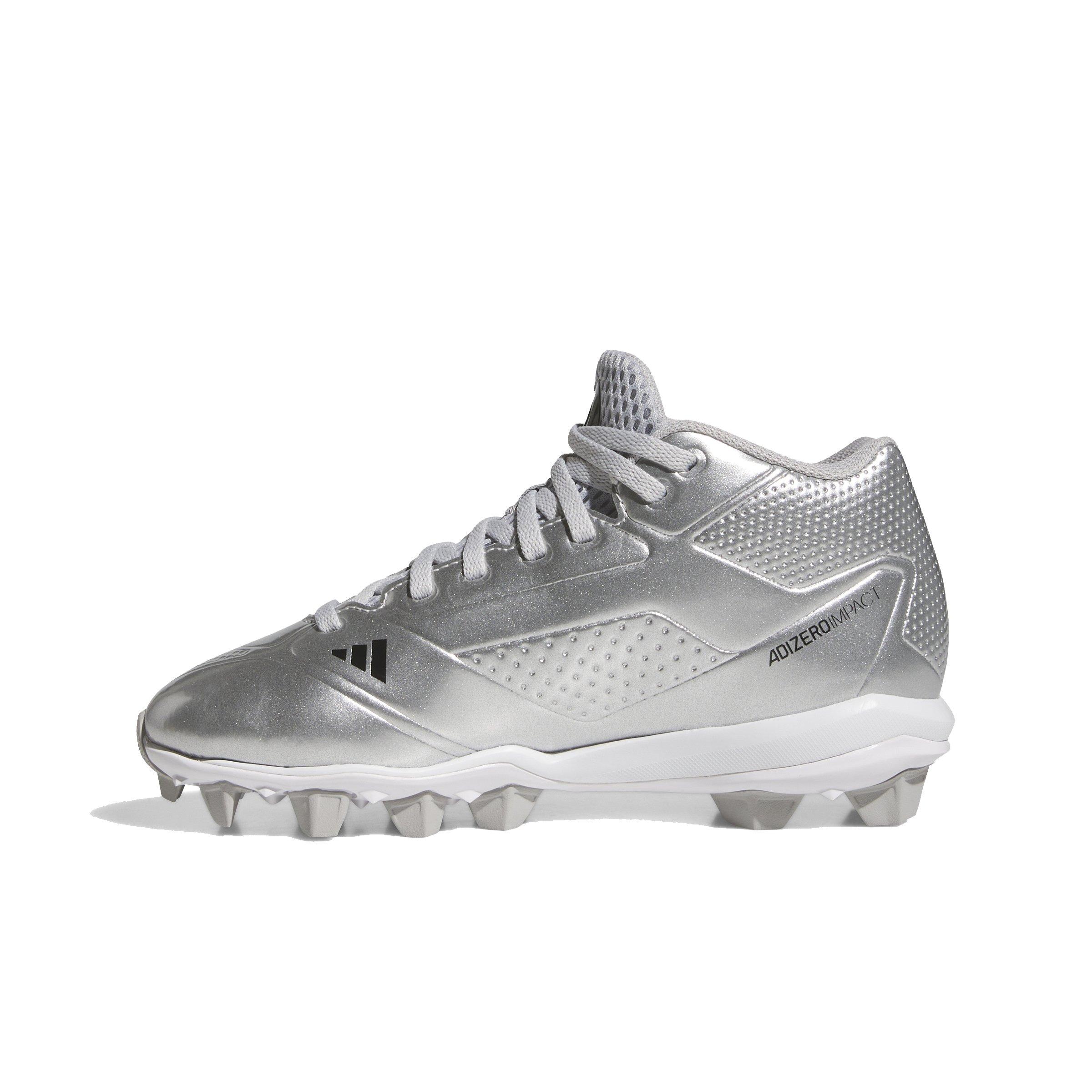 adidas Adizero Impact Molded Grade School Boys' "Silver Metallic/Black/Grey Two" Baseball Cleat