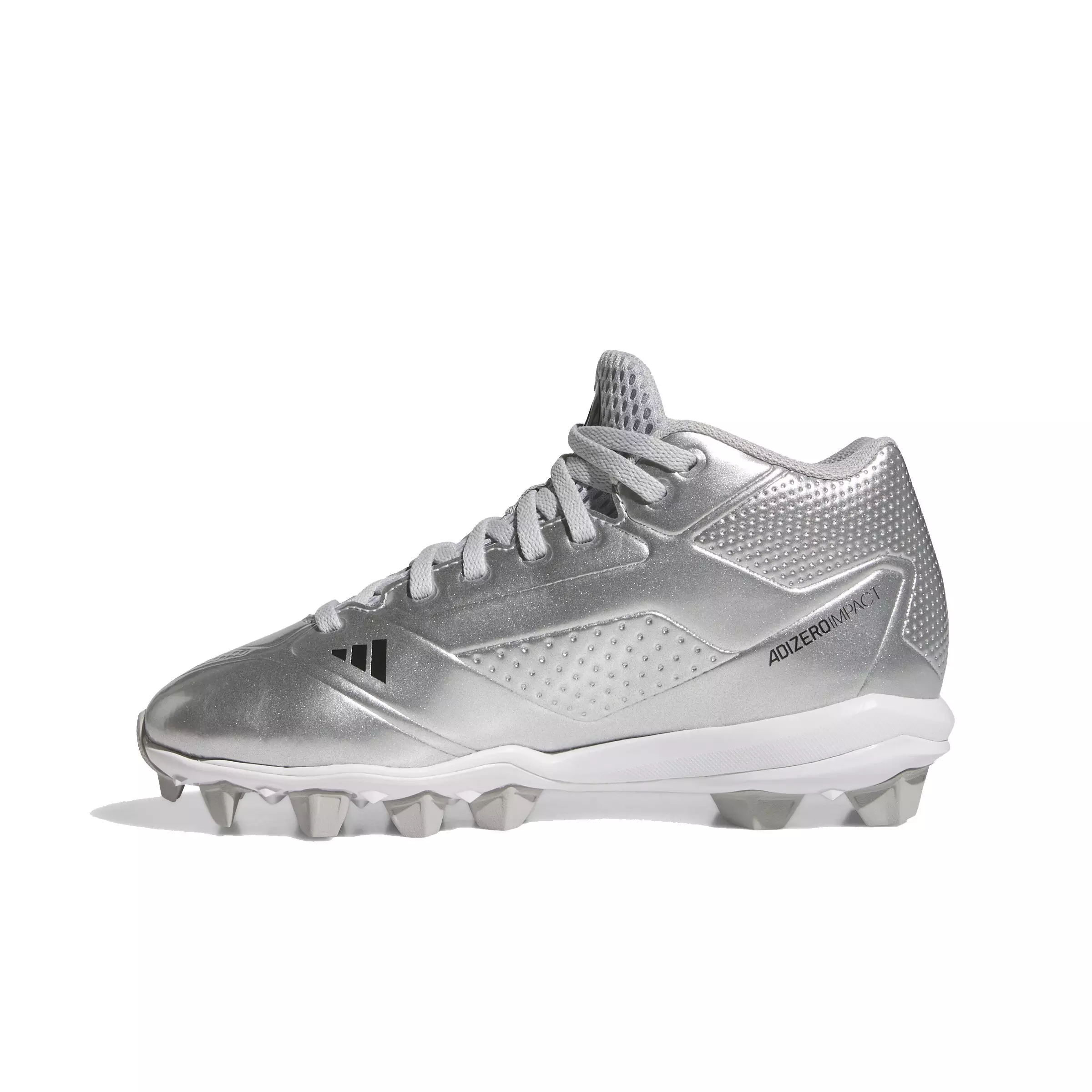 adidas Adizero Impact Molded "Silver Metallic/Black/Grey Two" Grade School Boys' Baseball Cleat - SILVER/BLACK/GREY
