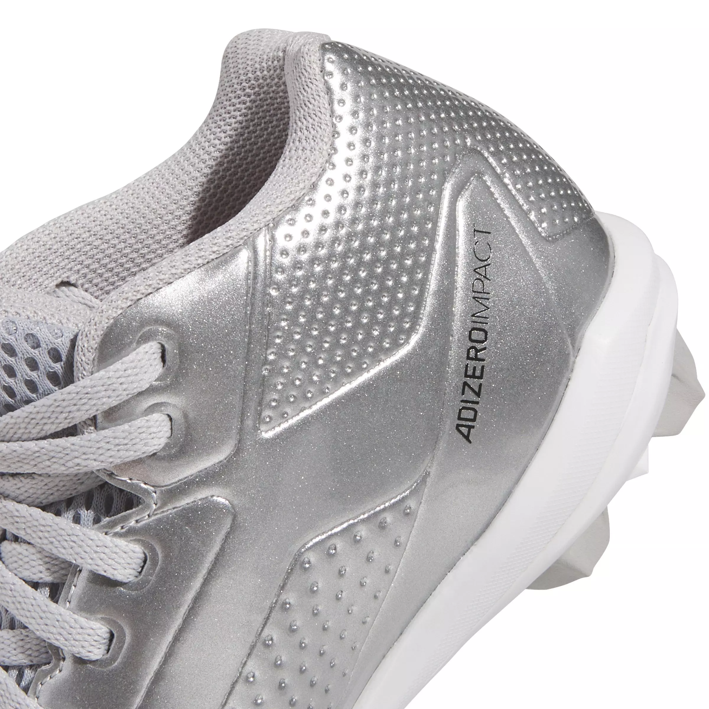 adidas Adizero Impact Molded "Silver Metallic/Black/Grey Two" Grade School Boys' Baseball Cleat - SILVER/BLACK/GREY