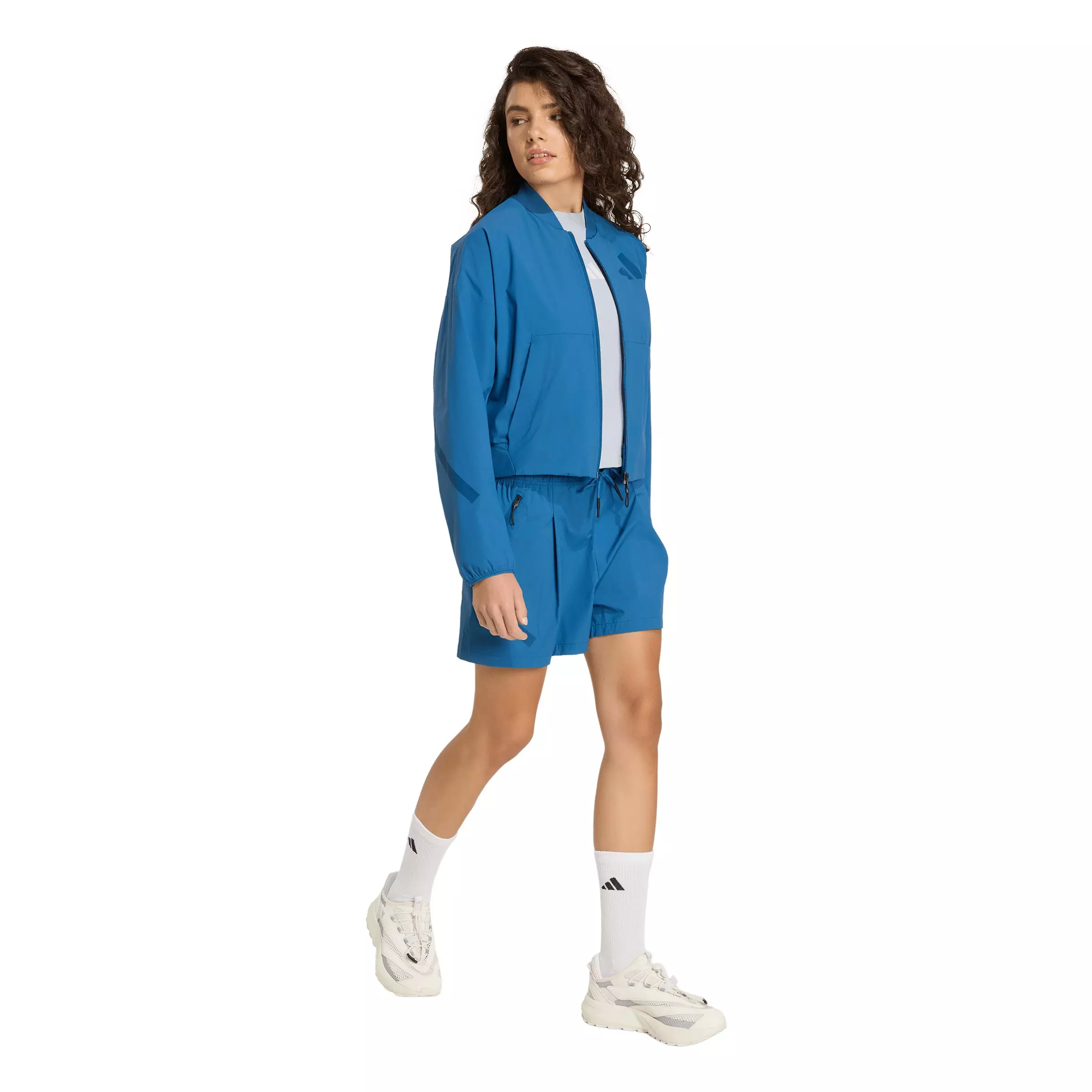 adidas Women's Z.N.E. Woven Bomber Jacket - Blue - BLUE