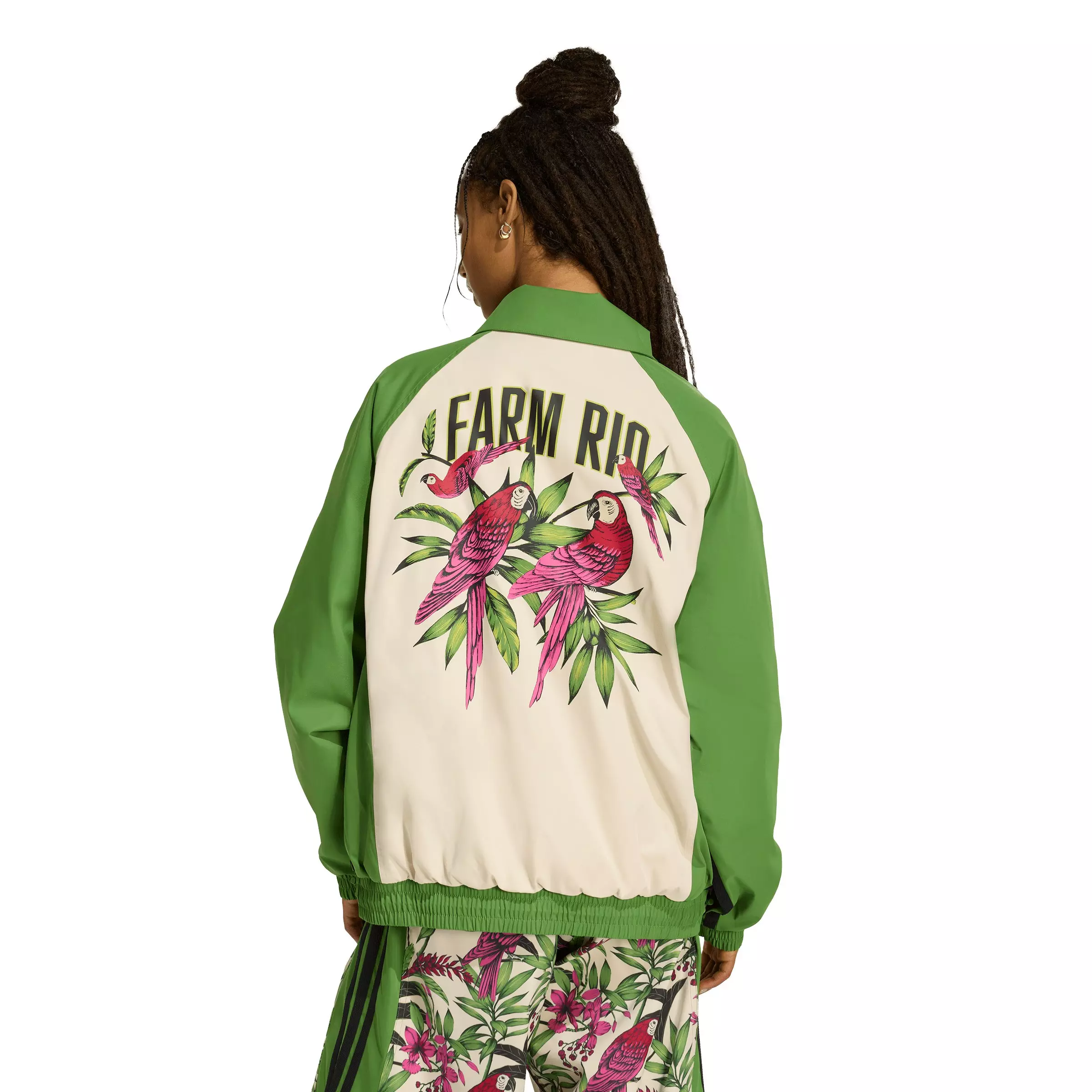 adidas Women's x Farm Rio Premium Jacket - Green/Beige - GREEN/BEIGE
