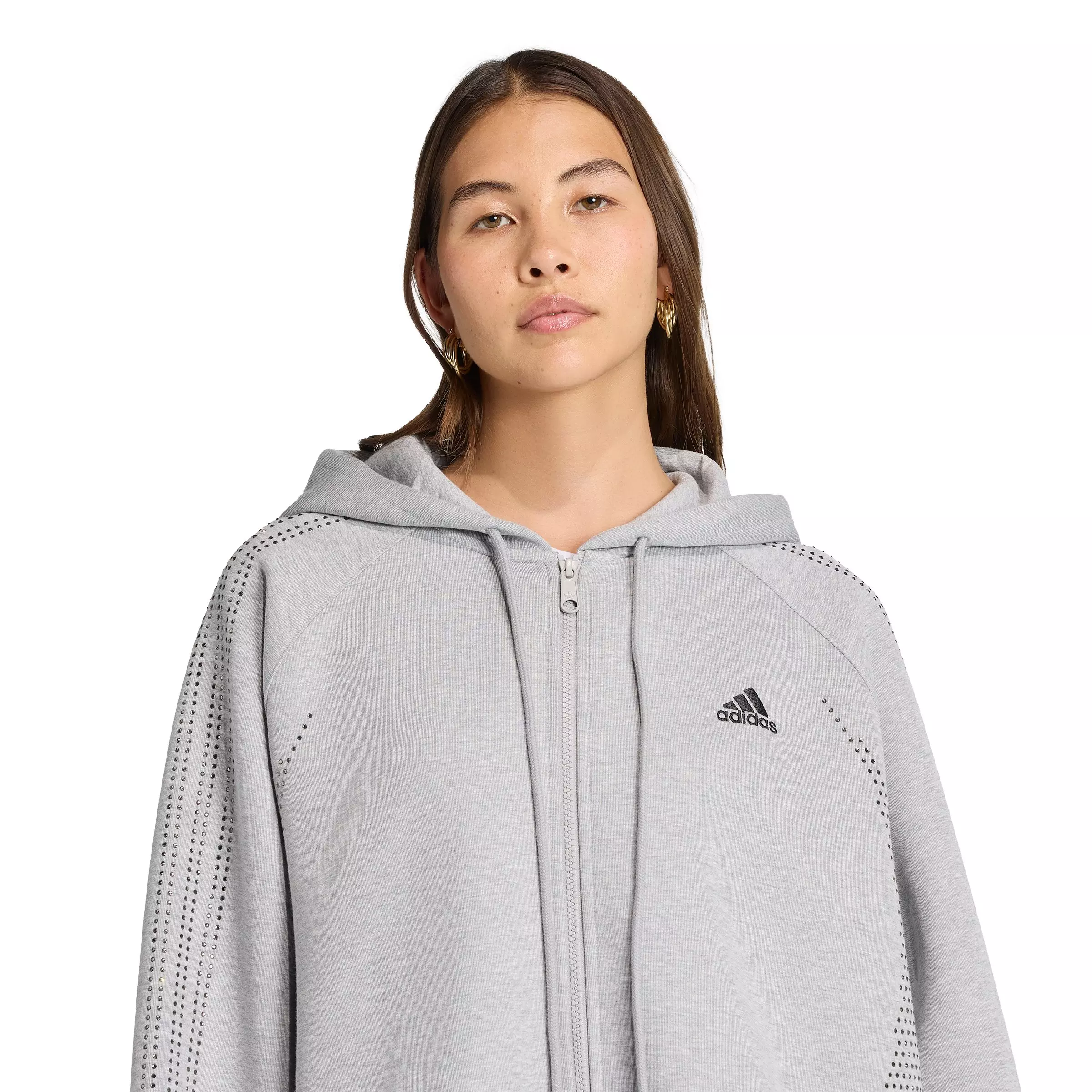 adidas Originals Women's Teamgeist Rhinestone Track Jacket - Grey - GREY