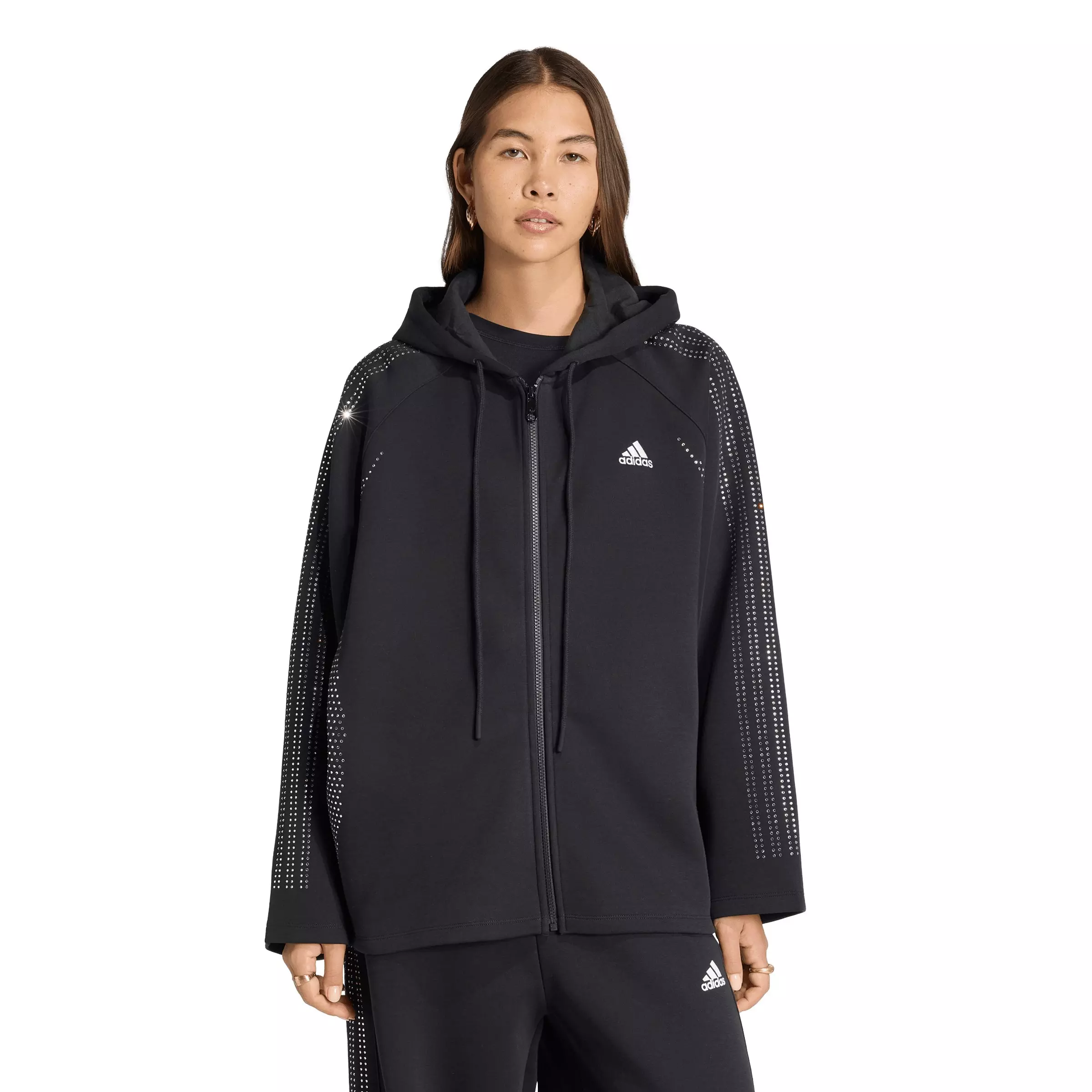 adidas Originals Women's Teamgeist Rhinestone Track Jacket - Black - BLACK