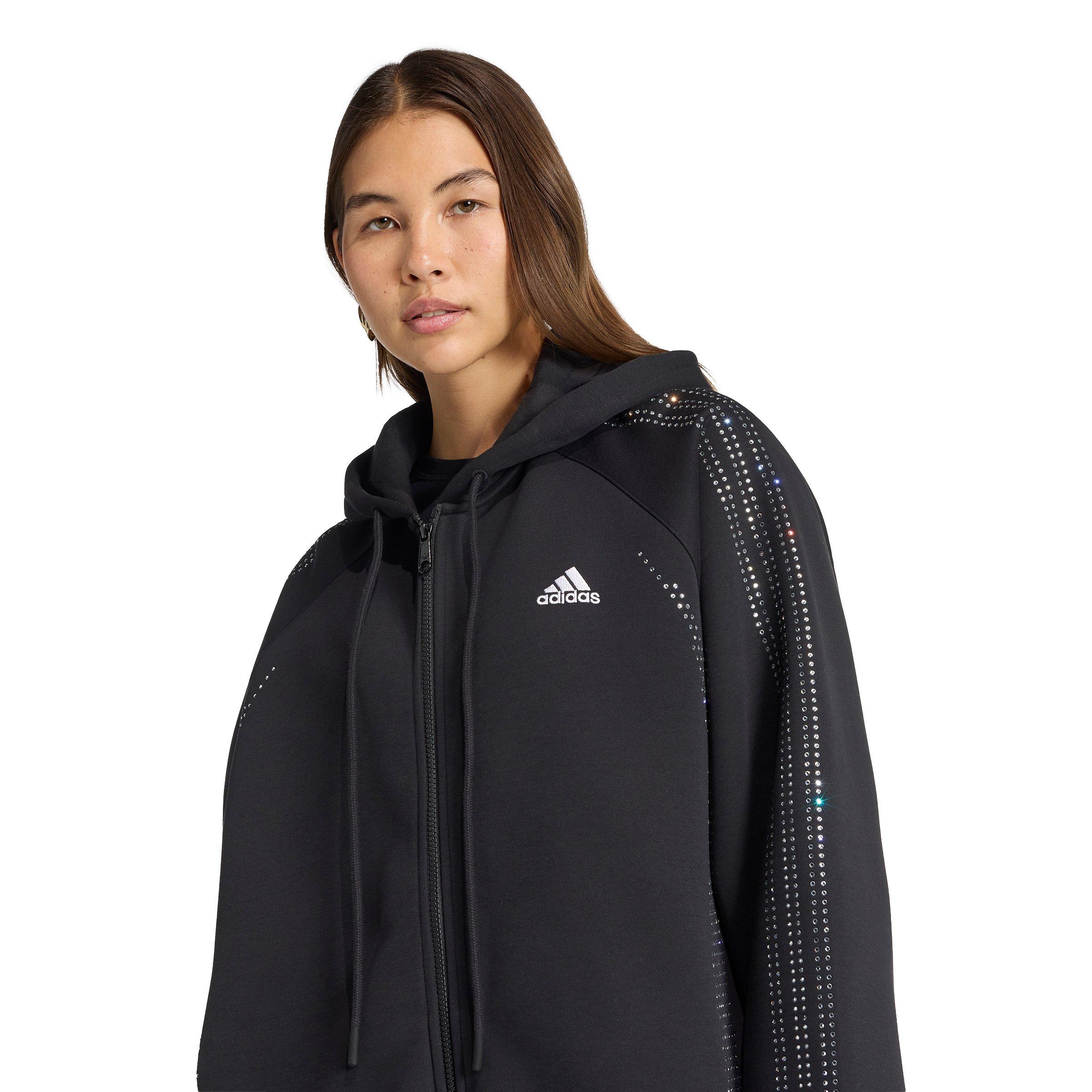 adidas Originals Women's Teamgeist Rhinestone Track Jacket - Black - BLACK Thumbnail View 3
